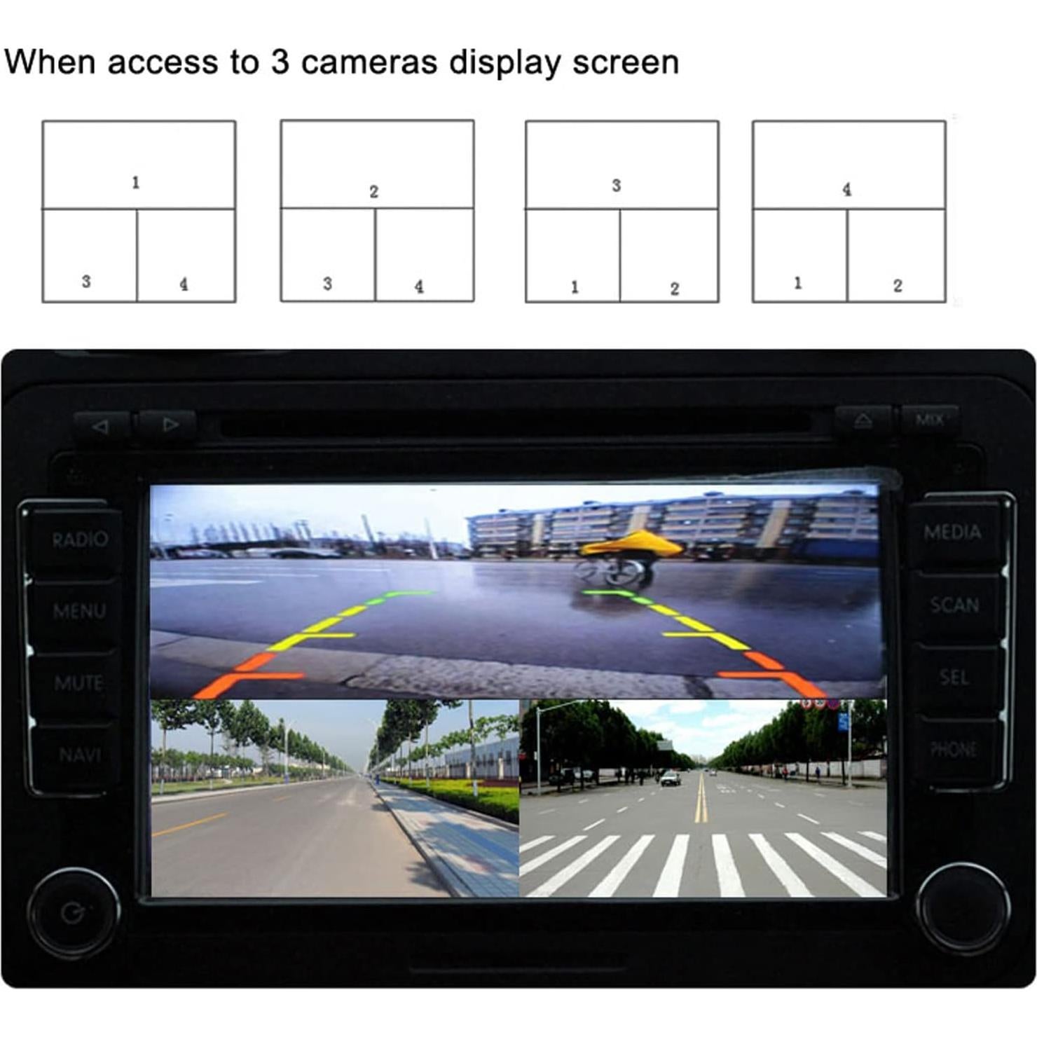 Keenso Rearview Camera Control Box, 4 Channel Video Splitter 1080P AHigh DefinitionDC12V 24V Camera Video Screen Switch for RV Truck Bus Trailer