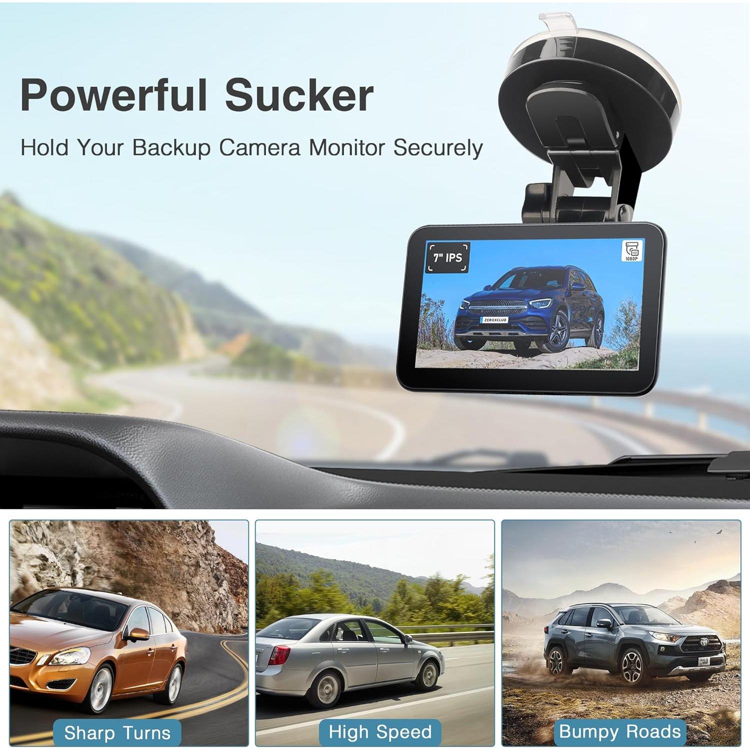 Soporte de Monitor de Cámara de Respaldo Gonifeto 7-9" Ventosa