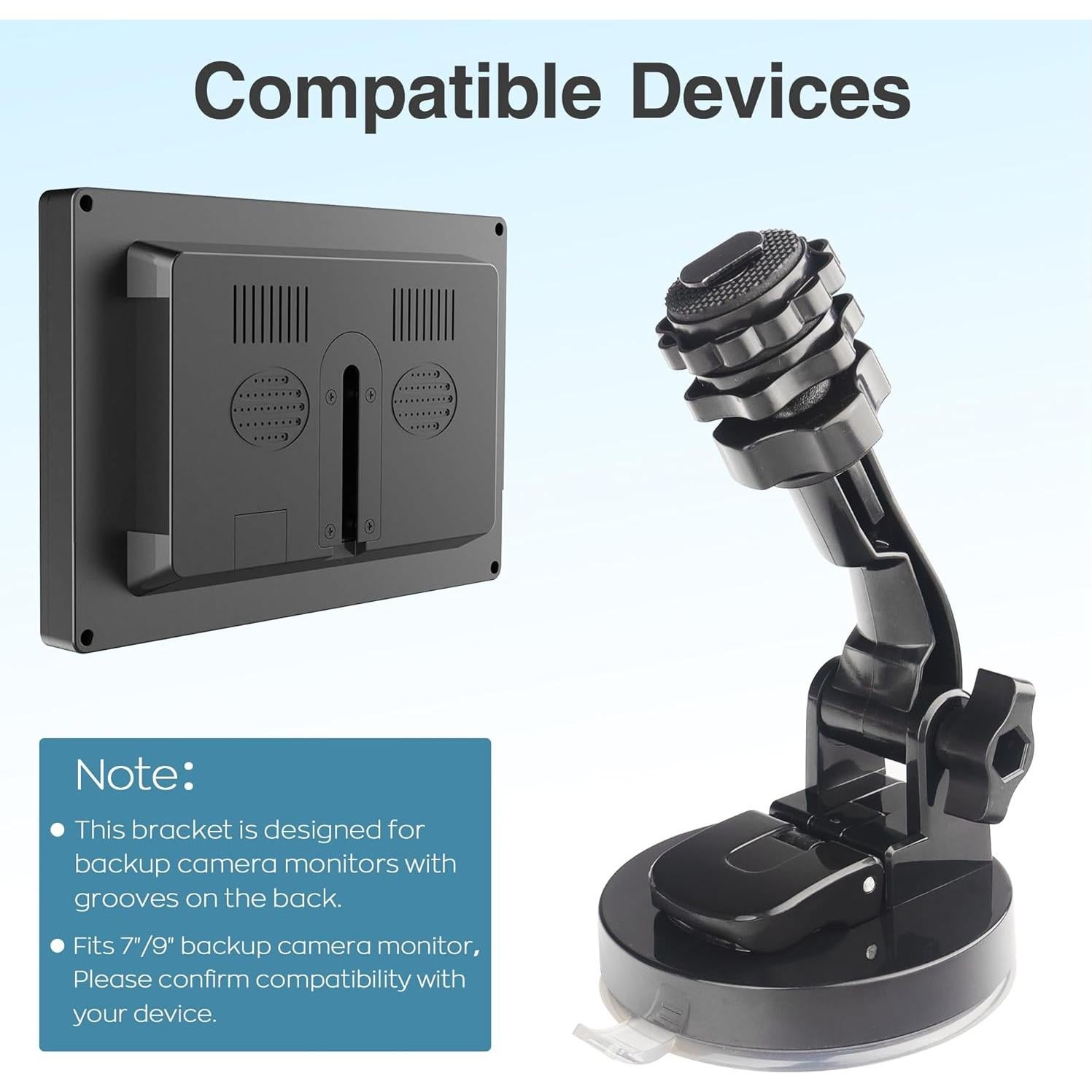 Soporte de Monitor de Cámara de Respaldo Gonifeto 7-9" Ventosa