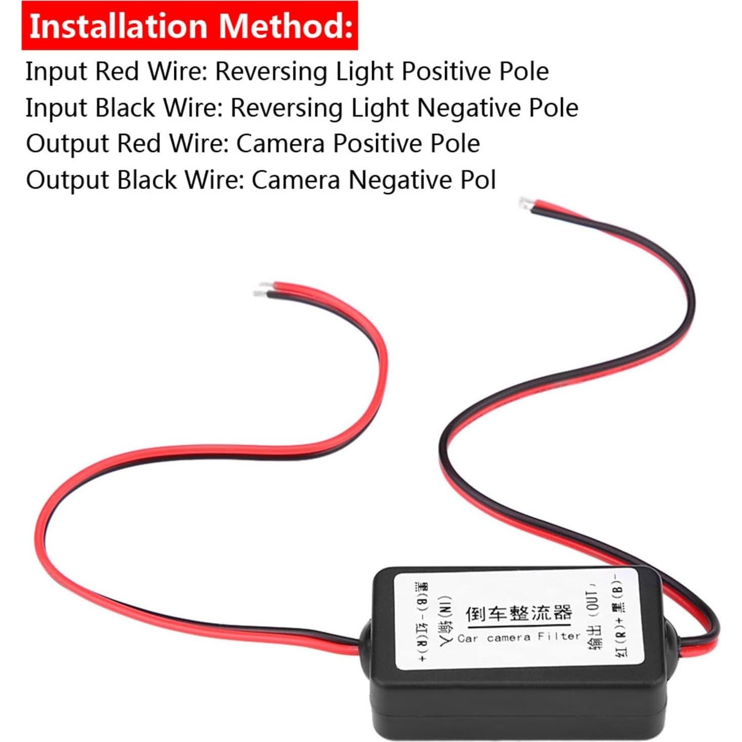 Filtro Rectificador de Potencia 12V DC para Cámara de Reversa