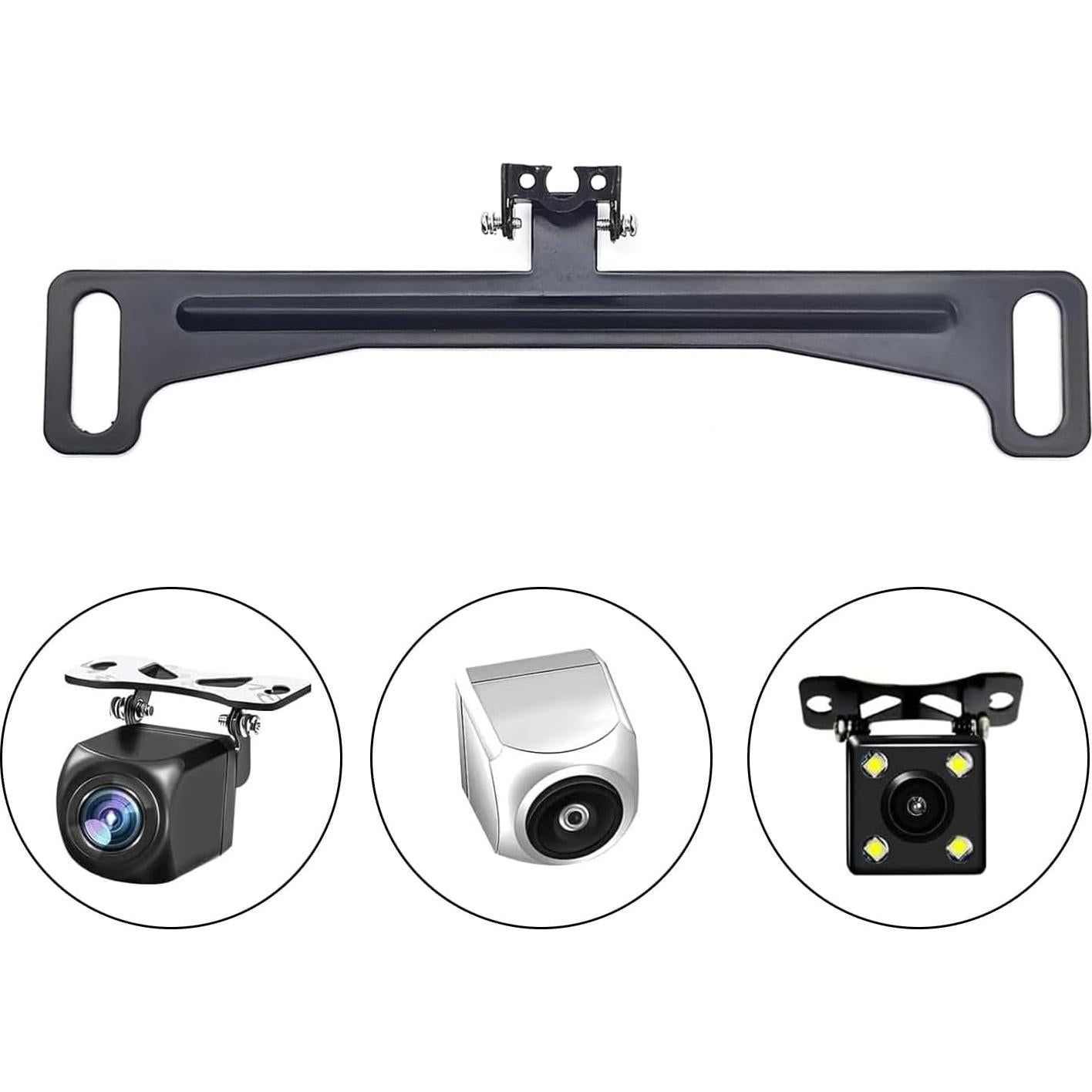 1 PC Universal Car Rear View Camera License Plate Bracket, Rearview Camera Mount Reverse Cam Holder, Installation Holder for Backup View License Plate Holders, Universal for Cars (Black)