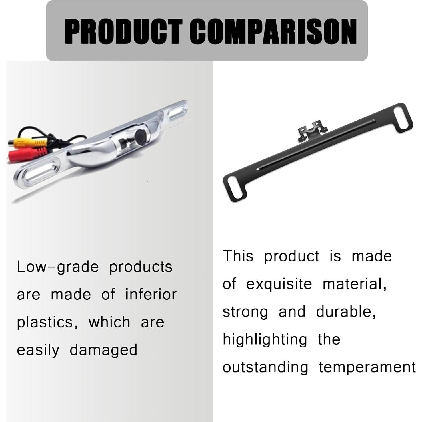 1 PC Universal Car Rear View Camera License Plate Bracket, Rearview Camera Mount Reverse Cam Holder, Installation Holder for Backup View License Plate Holders, Universal for Cars (Black)