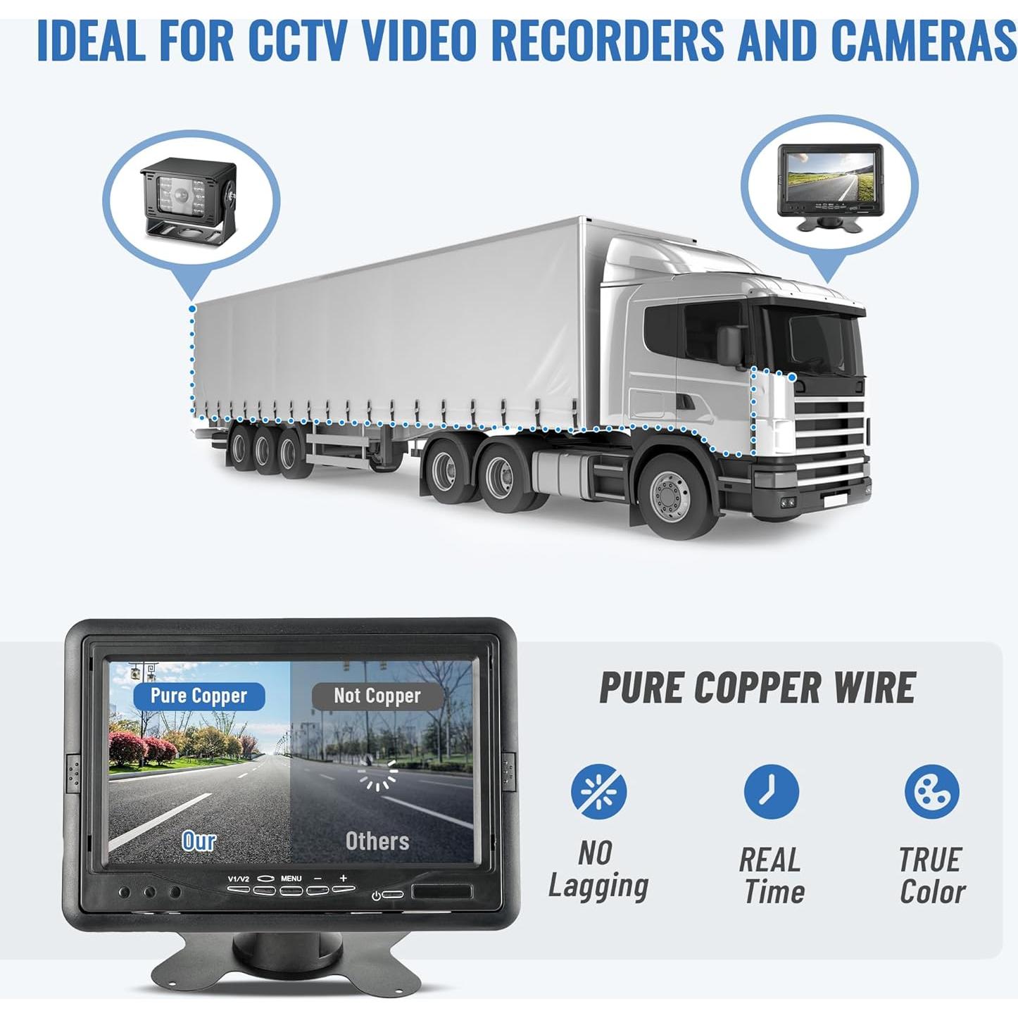 EWAY 4 Pin Aviation Extension Cable (16FT/5M) Backup Camera Cord Car Video 4PIN Aviation Connector Wire for Vehicle Car Camper Bus Van Truck Motorhome Trailer RV Reverse Rearview Monitor CCTV System