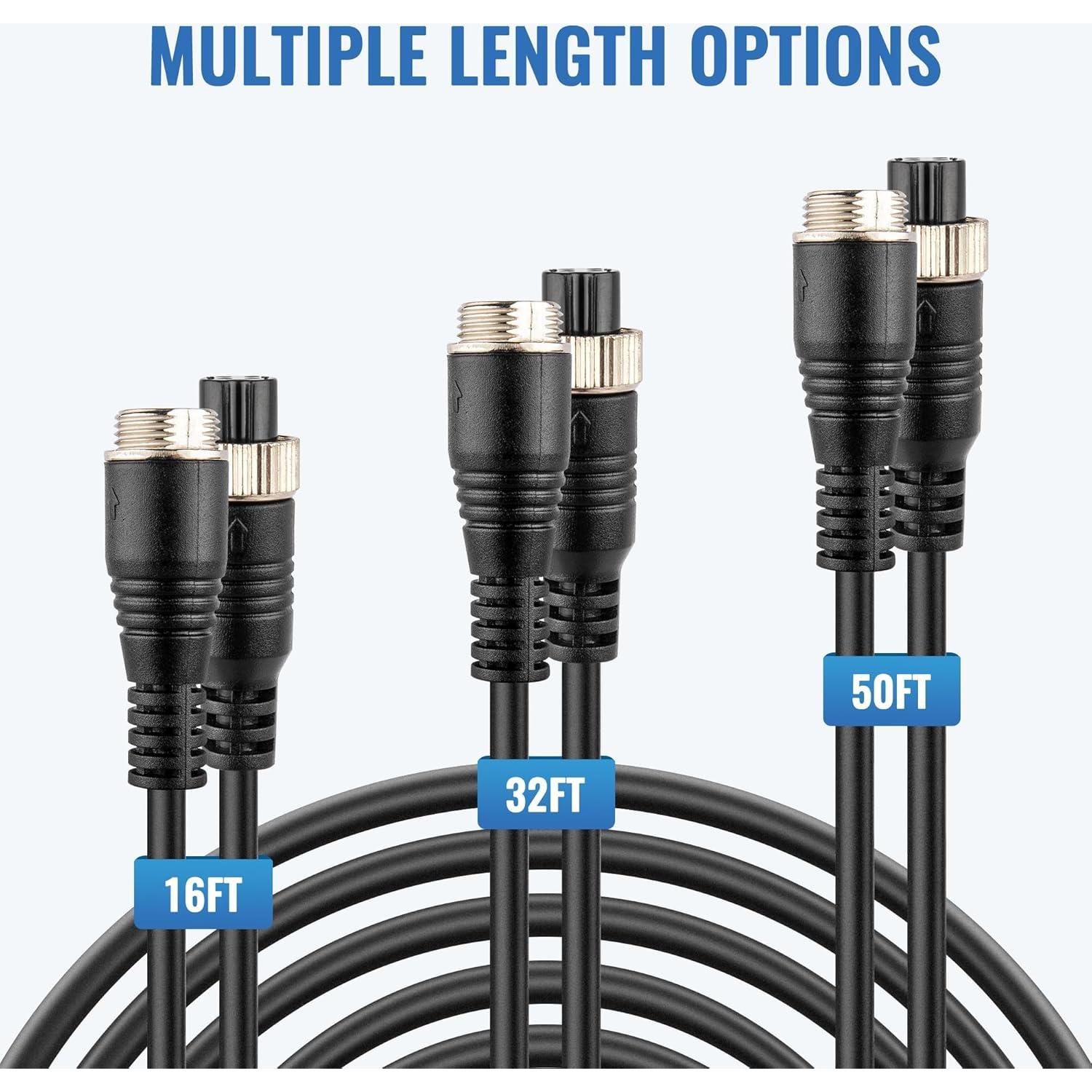 EWAY 4 Pin Aviation Extension Cable (16FT/5M) Backup Camera Cord Car Video 4PIN Aviation Connector Wire for Vehicle Car Camper Bus Van Truck Motorhome Trailer RV Reverse Rearview Monitor CCTV System