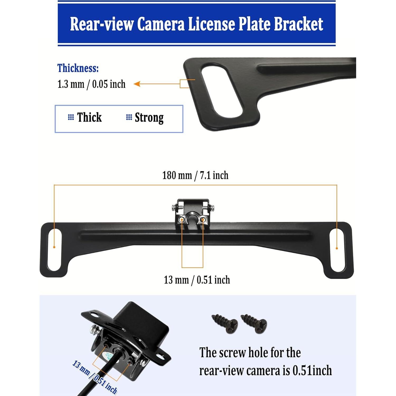 Kit Soporte Cámara Respaldo Aootf Marco Placa Matrícula Negro