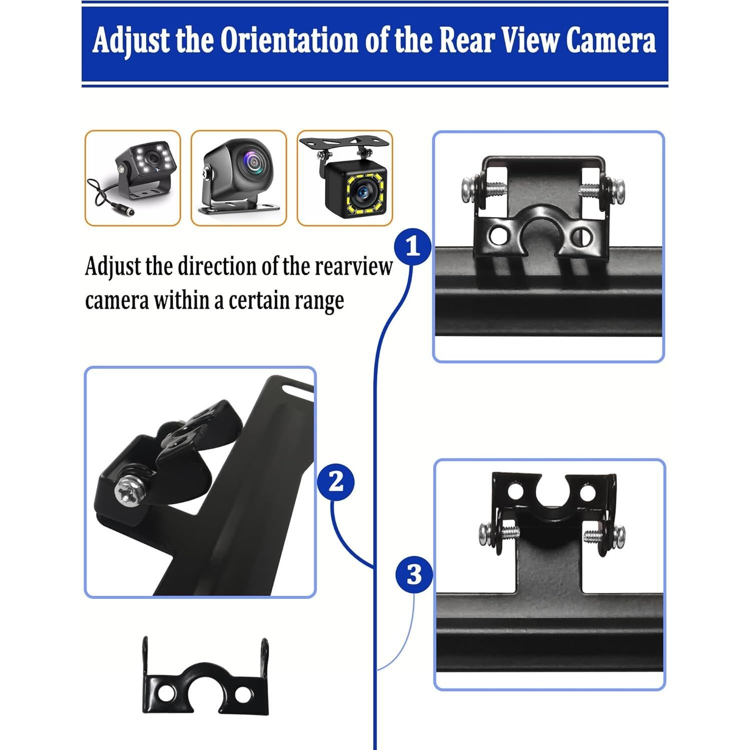 Kit Soporte Cámara Respaldo Aootf Marco Placa Matrícula Negro