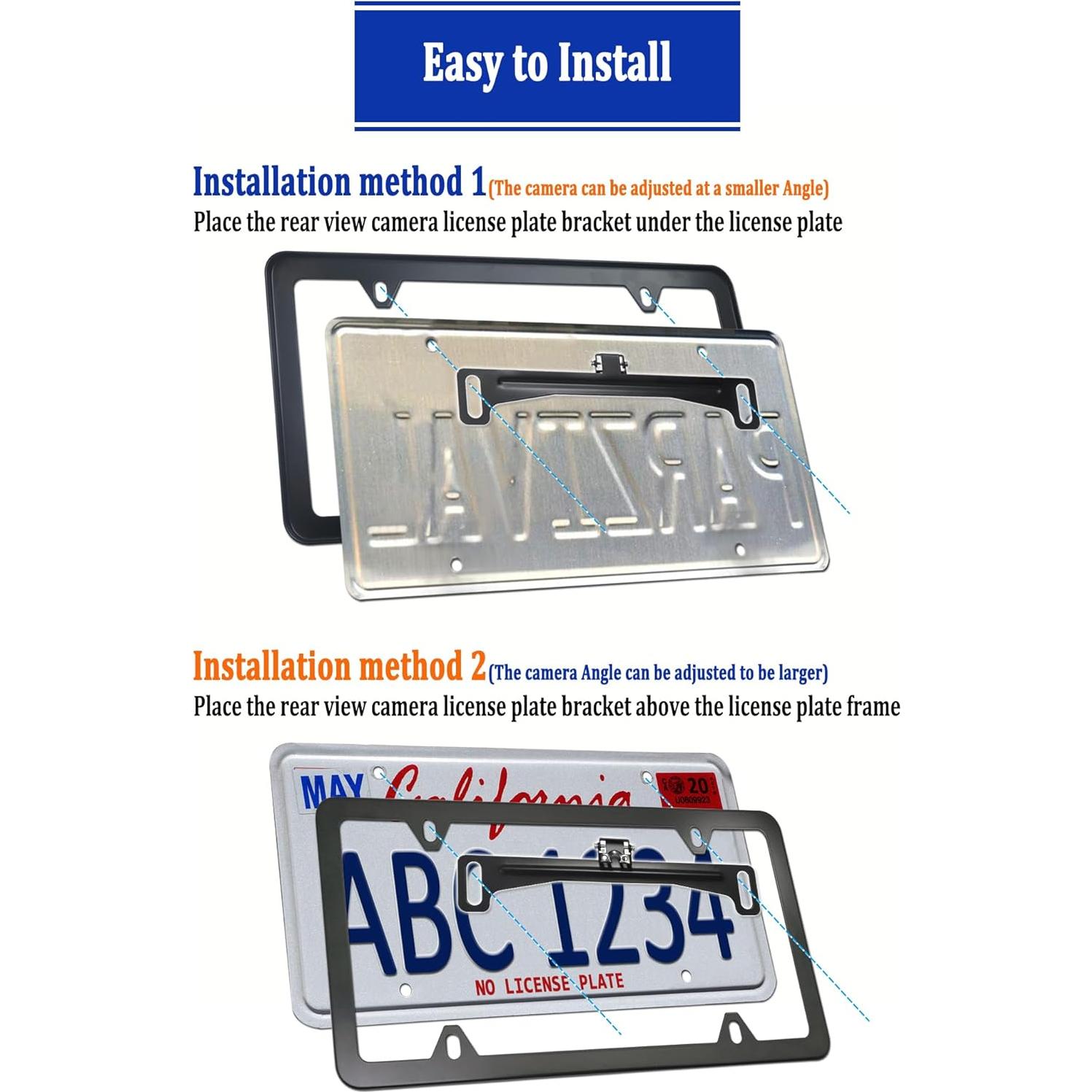 Kit Soporte Cámara Respaldo Aootf Marco Placa Matrícula Negro