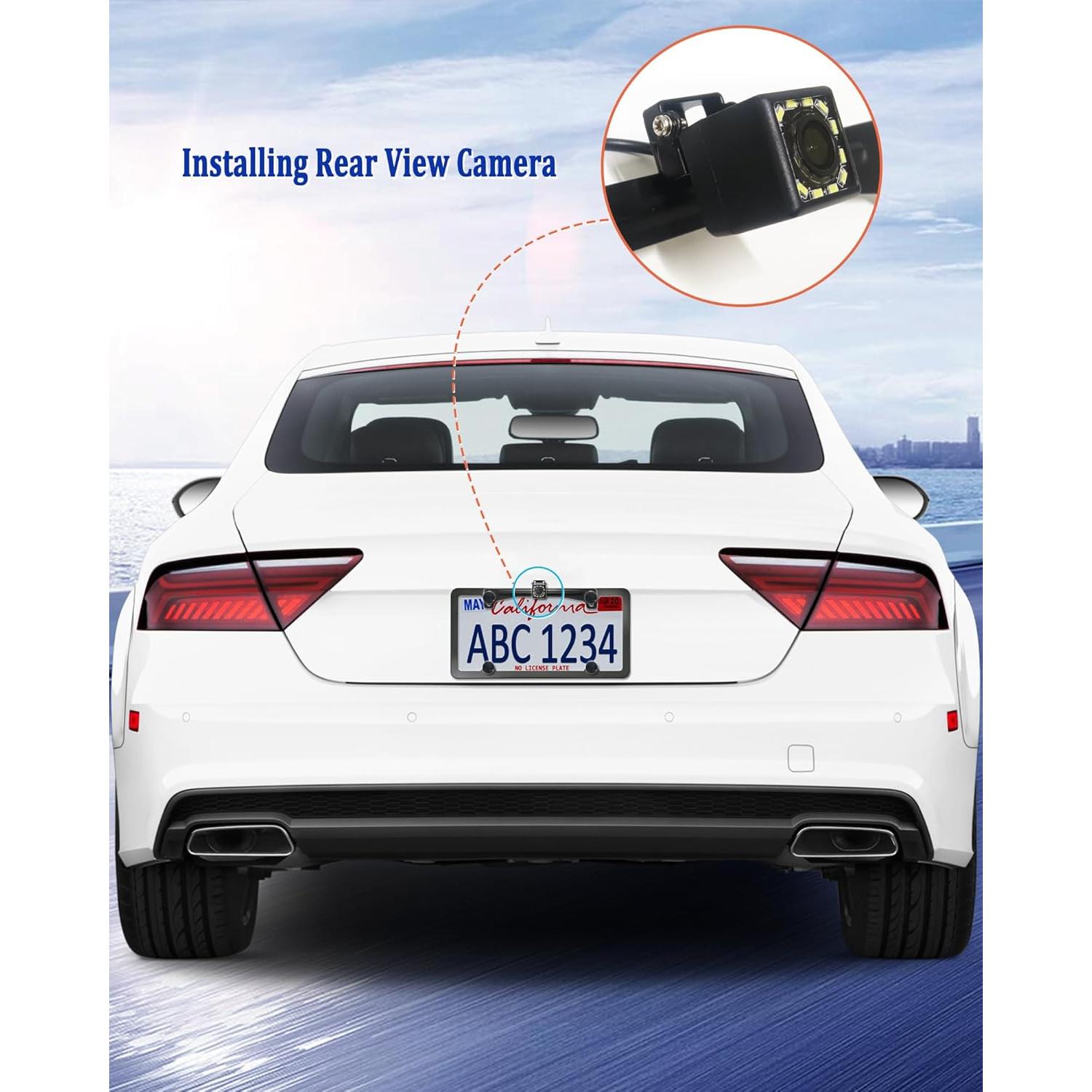 Kit Soporte Cámara Respaldo Aootf Marco Placa Matrícula Negro