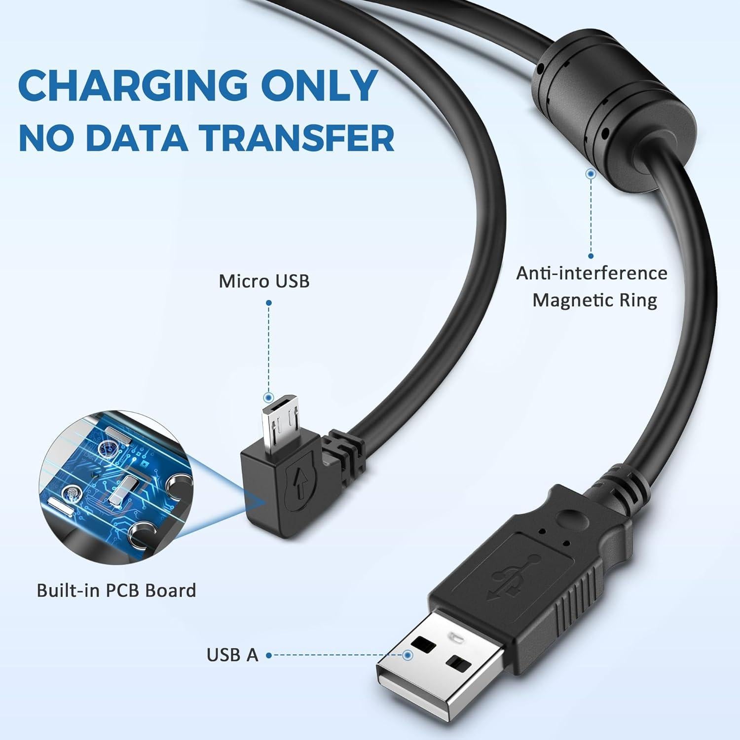 Cable de Alimentación Micro USB 1.83m para Dash Cam YQMAJIM