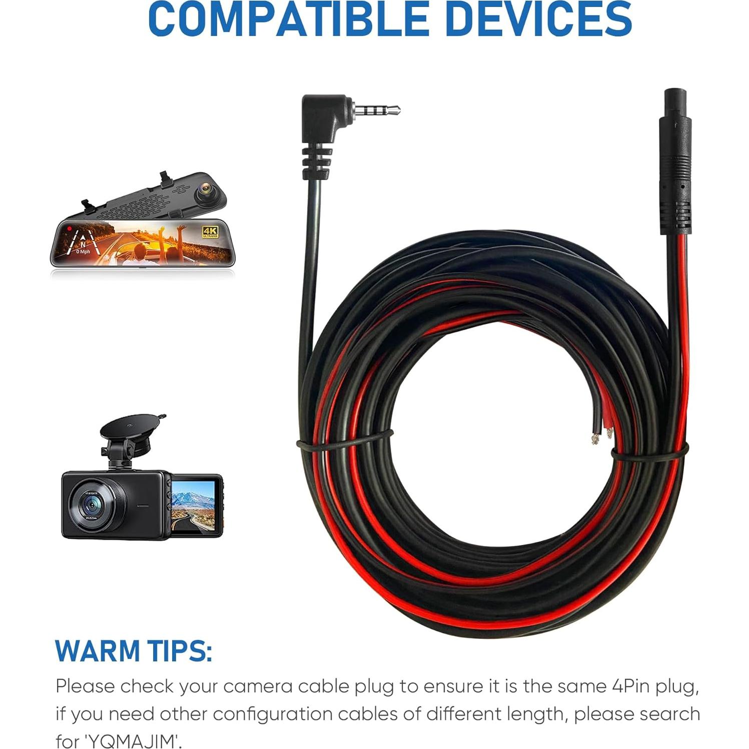 Cable de Cámara Trasera YQMAJIM 2.5mm a 4Pin 7.62m Cobre Puro