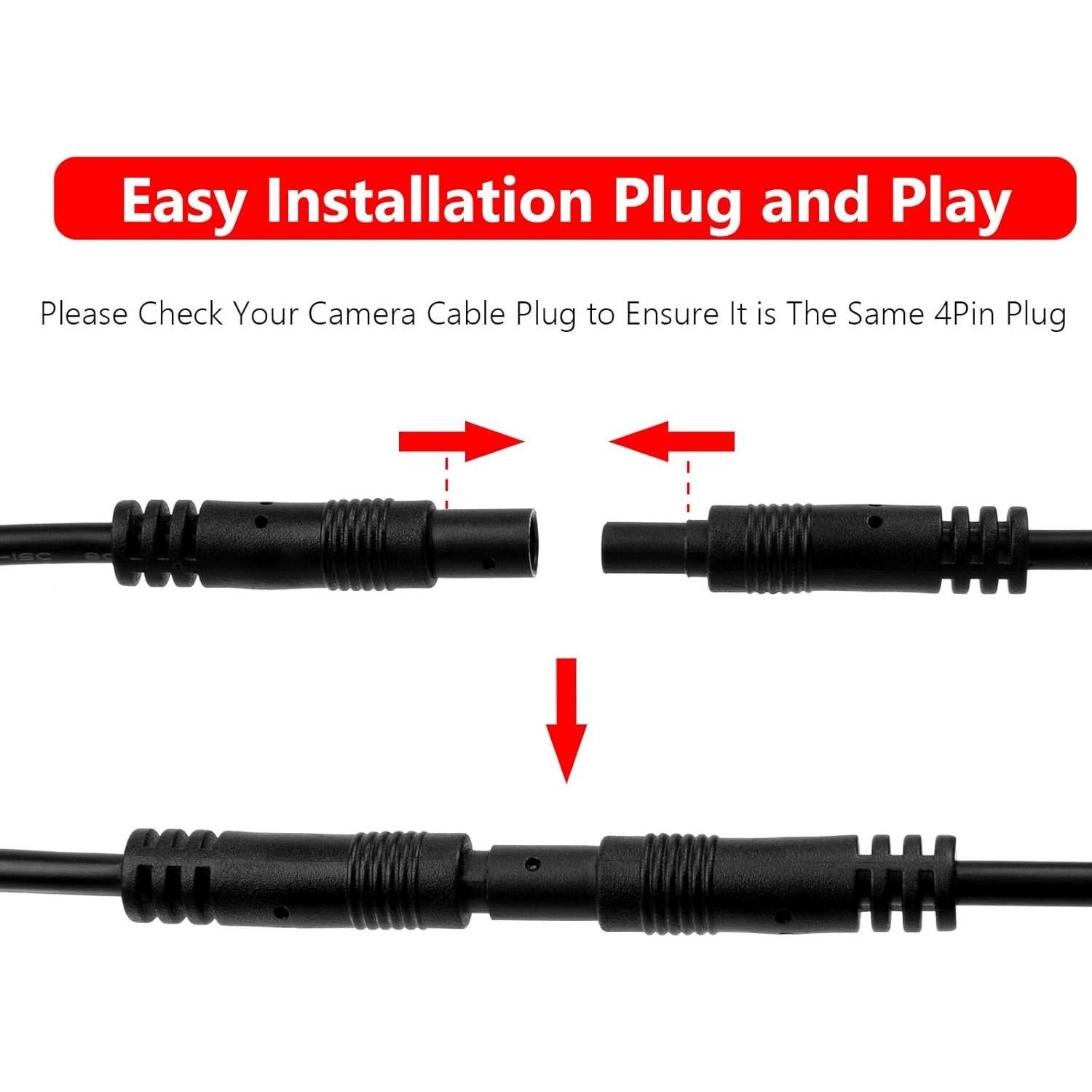 Cable de Extensión 4 Pines Gmailmall 1.98m para Cámara de Respaldo
