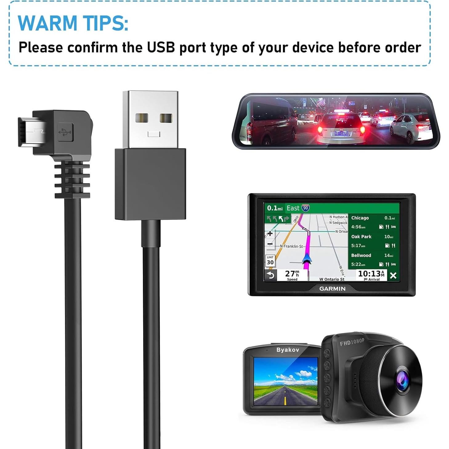 Cable de Alimentación USB Mini-B 5m para Cámara de Tablero