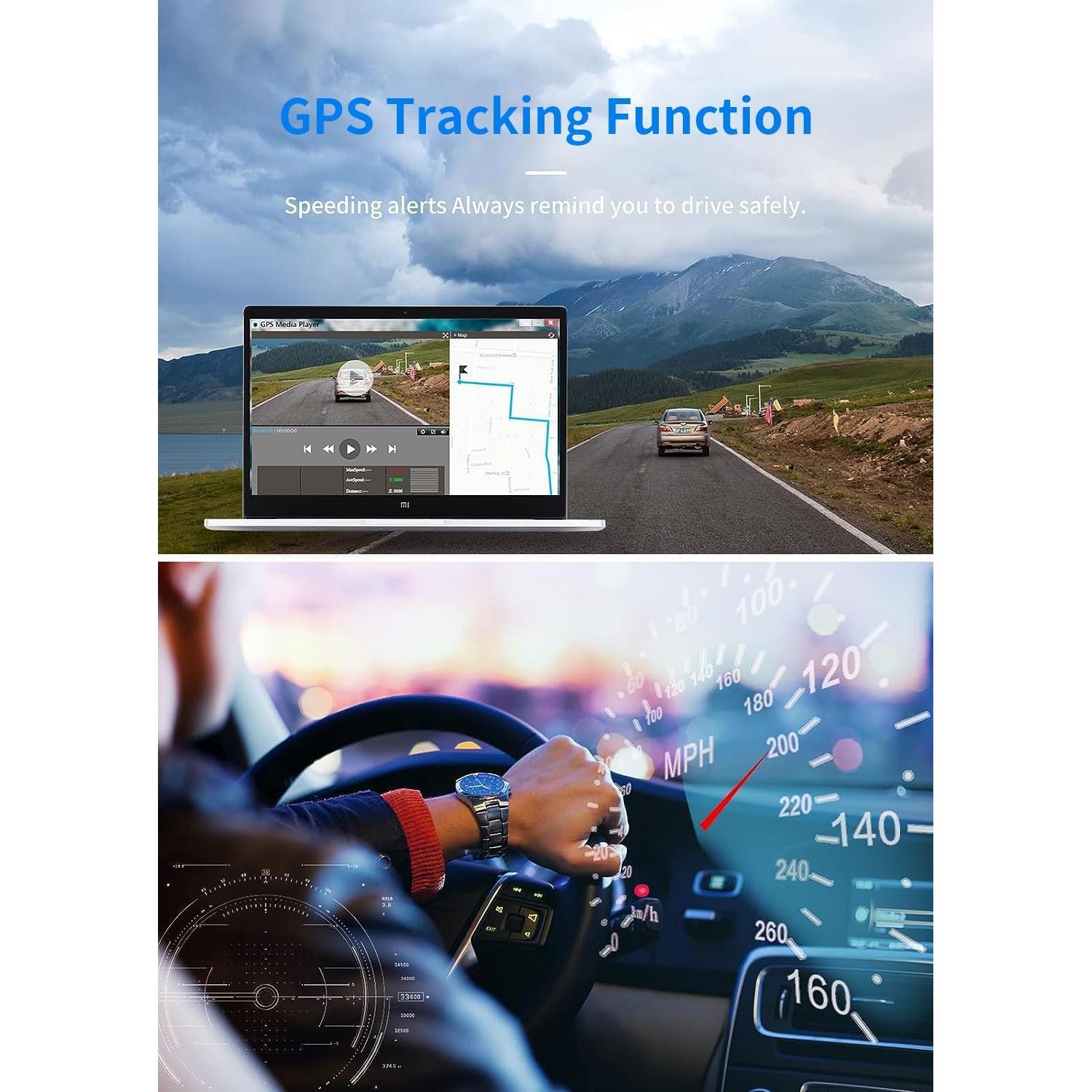 JOMISE 4K 12" Rear View Mirror Camera, 2160P Full HD Rearview Mirror, Mirror Dash Cam Front and Rear, Waterproof Backup WDR Camera, Night Vision, Parking Assist, Speed Alert, 64GB Card Included- K17