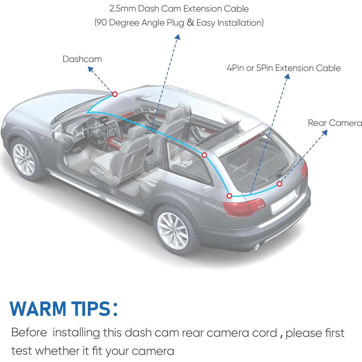 Cable de Extensión YQMAJIM 1.52m para Cámara de Respaldo 2.5mm