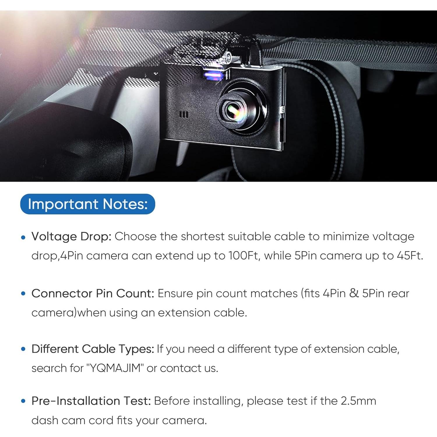 Cable de Extensión YQMAJIM 1.52m para Cámara de Respaldo 2.5mm