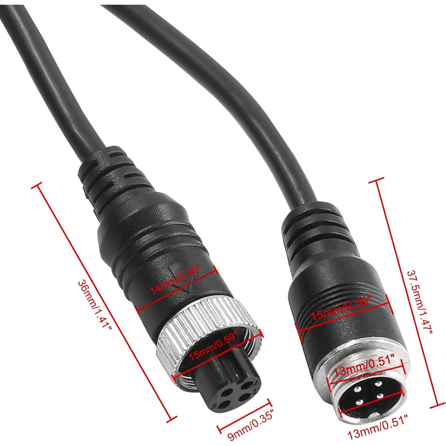 Hxchen 3M/10FT Car 4-Pin Aviation Video Extension Cable for CCTV Rearview Camera Truck Trailer Camper Vehicle Backup Monitor Bus Motorhome Waterproof Shockproof System