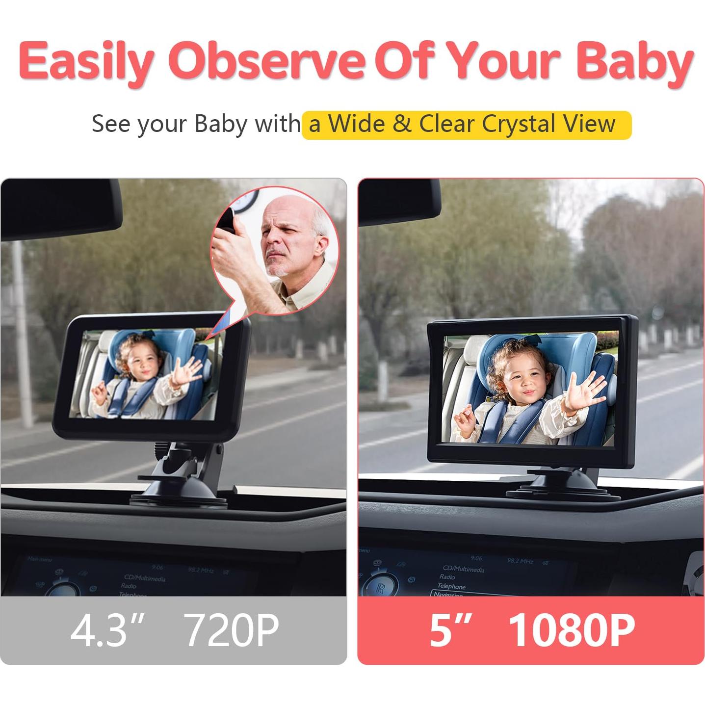 Cámara de Coche para Bebés Itomoro ACZ403 5'' 1080P Dual IR