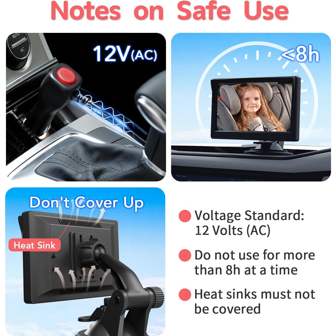 Cámara de Coche para Bebés Itomoro ACZ403 5'' 1080P Dual IR