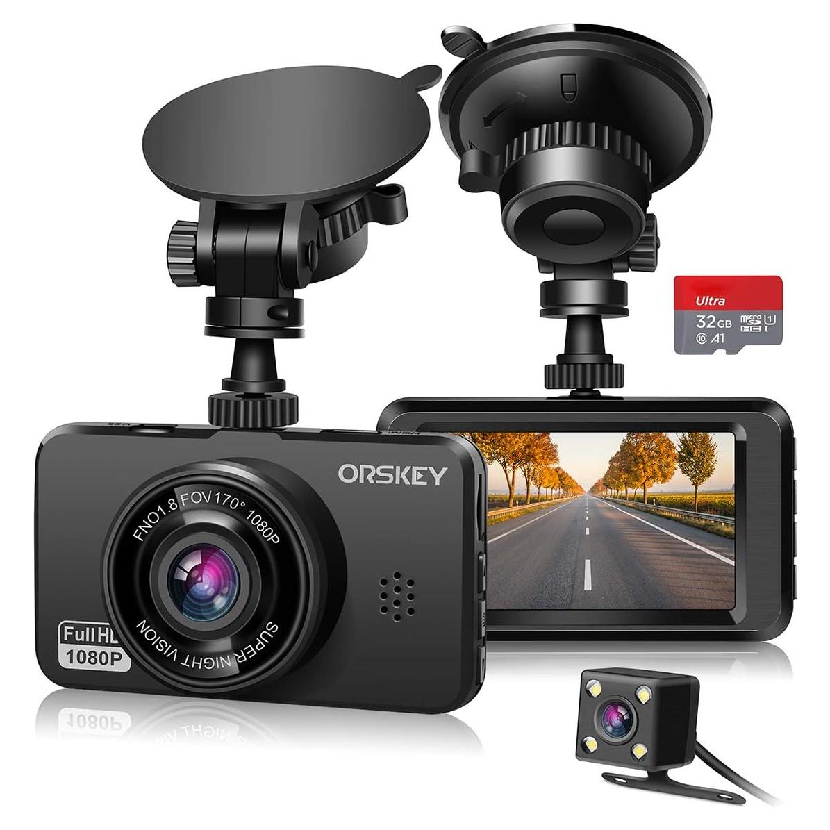 Dash Cam for Cars Front and Rear with SD Card 1080P Full HD in Car Camera Dual Lens Dashcam Wide Angle with Loop Recording and G-Sensor【2024】