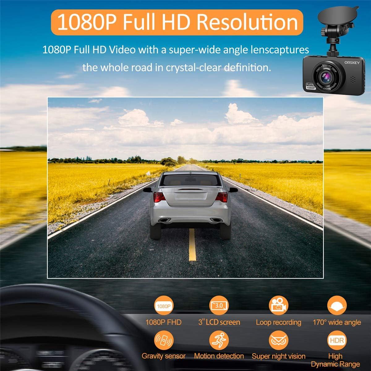 Dash Cam for Cars Front and Rear with SD Card 1080P Full HD in Car Camera Dual Lens Dashcam Wide Angle with Loop Recording and G-Sensor【2024】