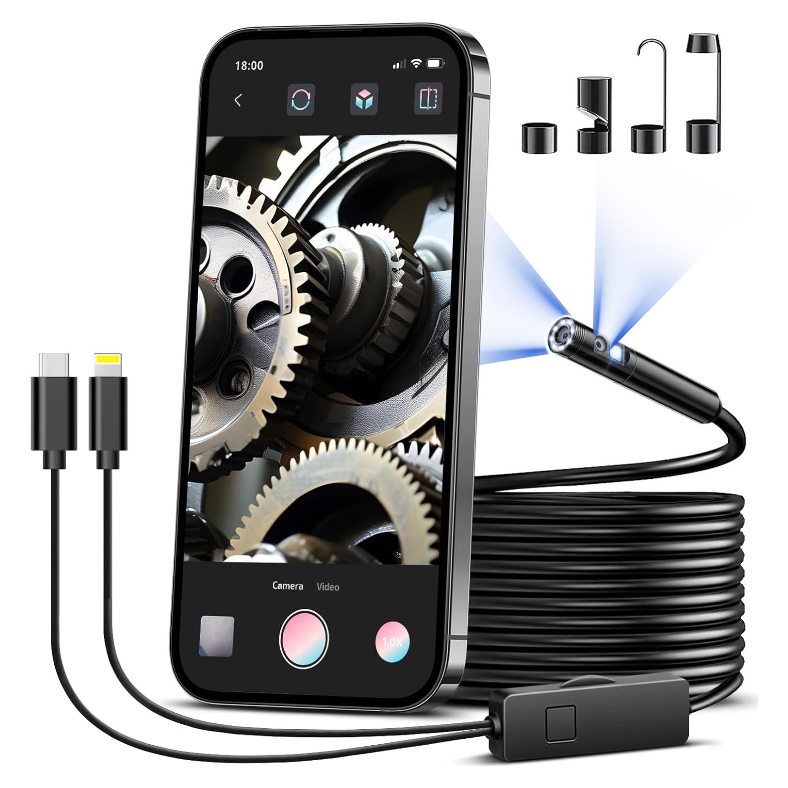 Borescopio Doble Lente Fulljion 5m HD 1920P con Luz LED