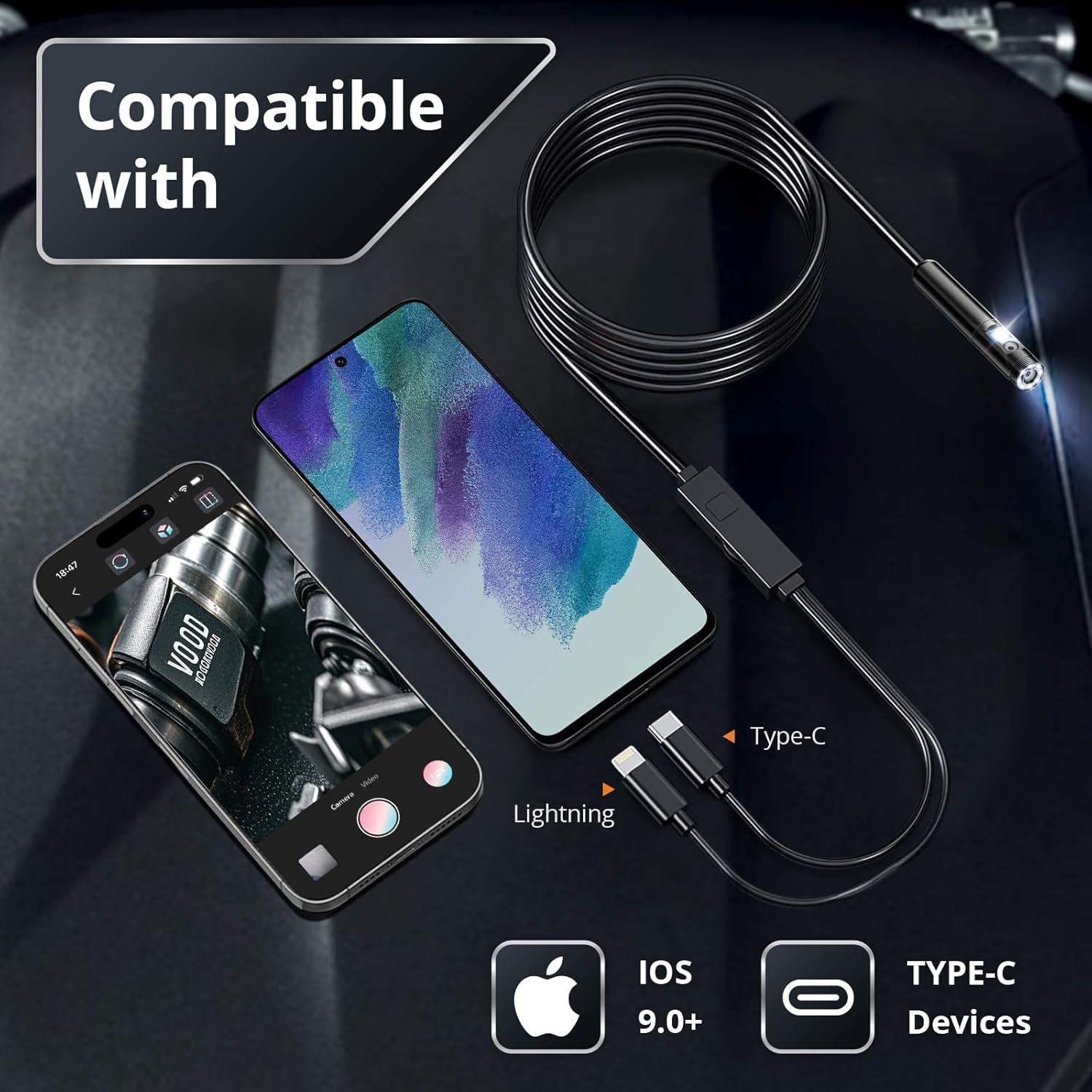 Borescopio Doble Lente Fulljion 5m HD 1920P con Luz LED