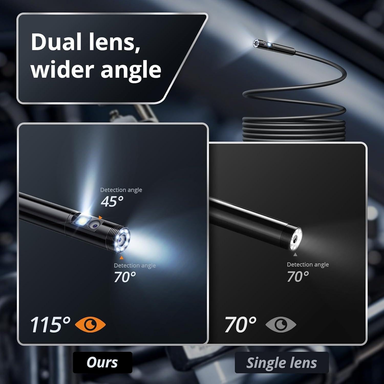 Borescopio Doble Lente Fulljion 5m HD 1920P con Luz LED