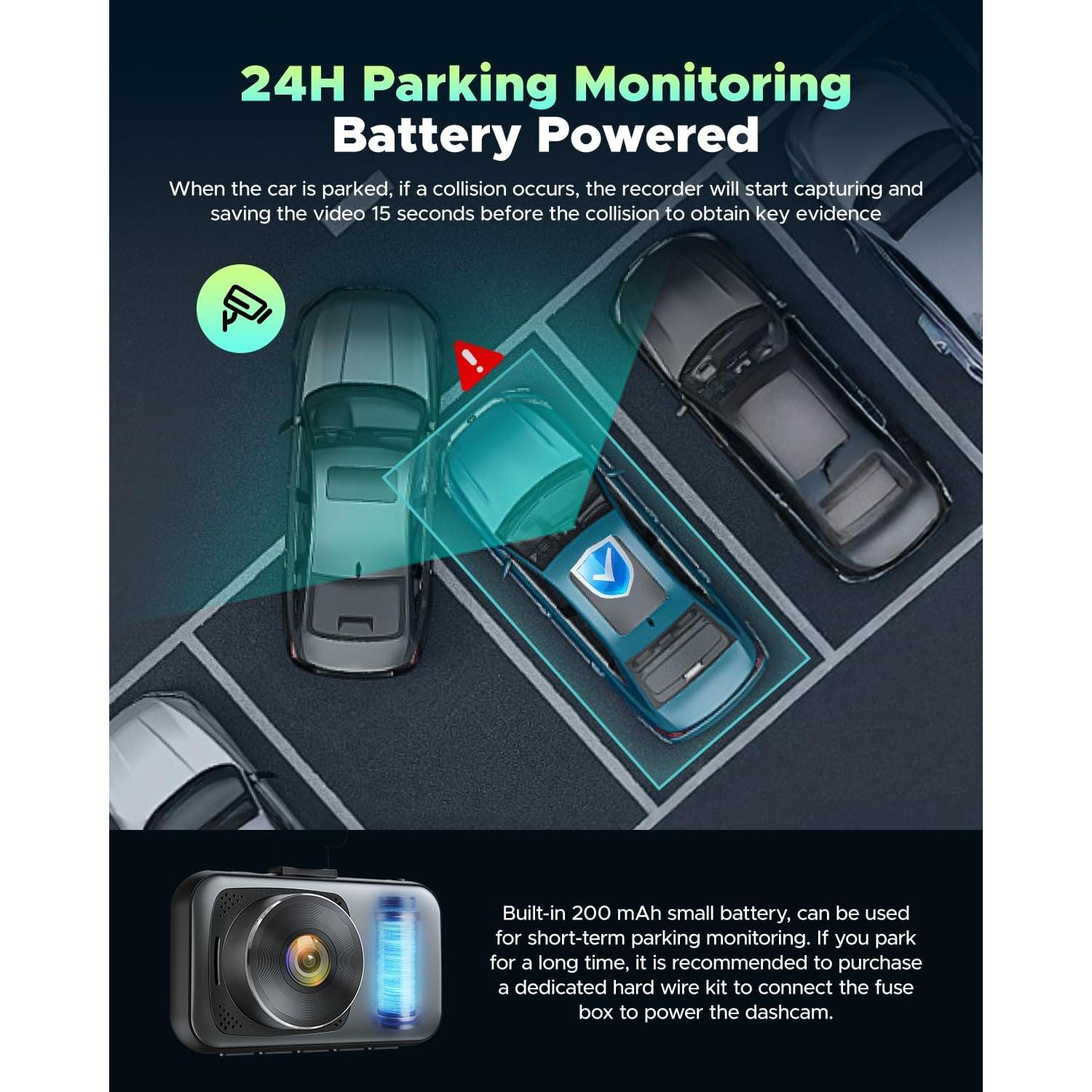 LAMTTO 4K Dash Cam Front and Rear Wireless – Dual Dash Camera with 5G WiFi APP Control Night Vision G-Sensor Loop Recording Parking Monitor Wide Angle 64GB SD Card