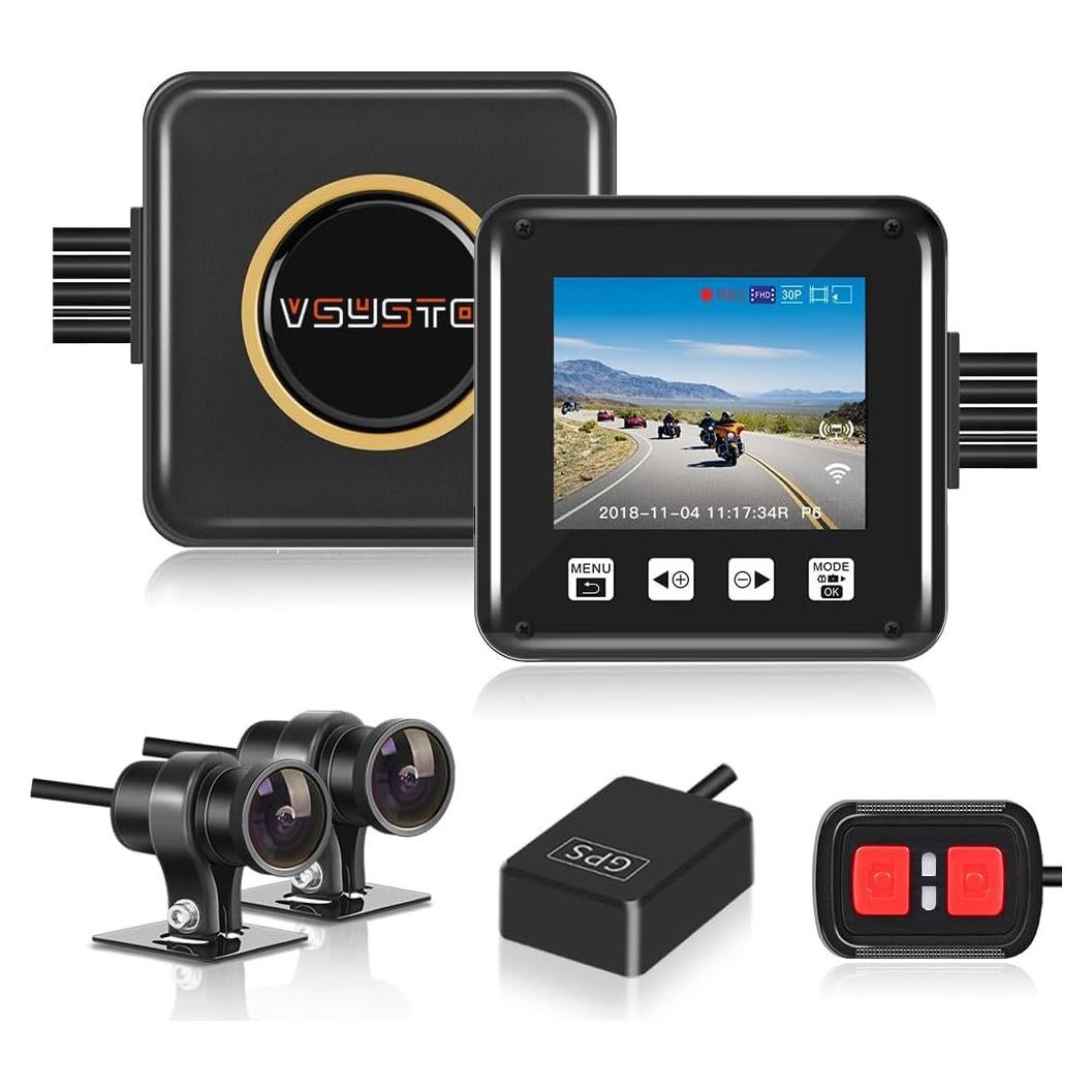 Cámara de Tablero VSYSTO B6D para Motocicleta 1080p Doble Canal