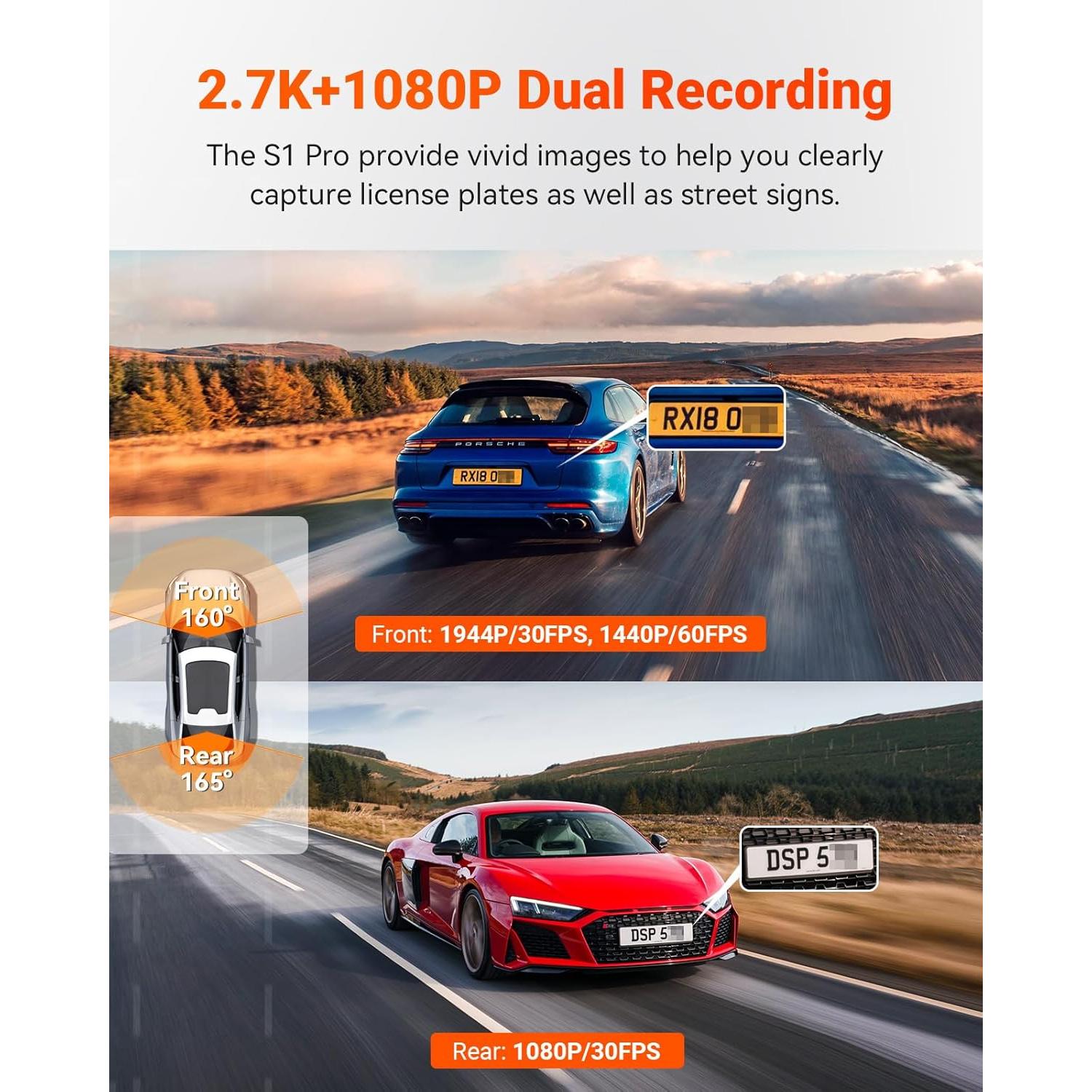 Cámara de Salpicadero Doble Vantrue S1 Pro 2.7K GPS WiFi