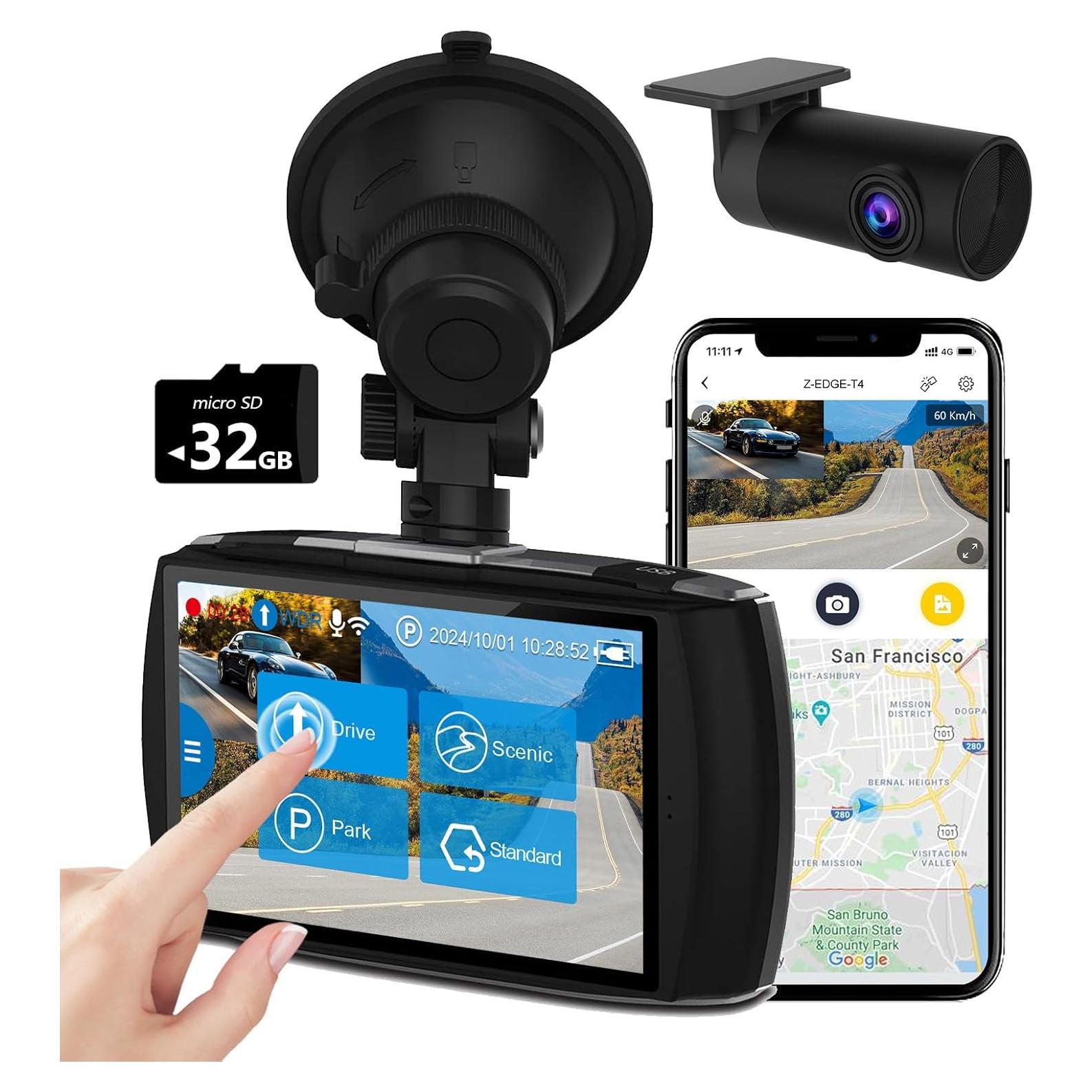 Cámara de tablero Z-Edge T4 Dual 4K 2K WiFi G-Sensor