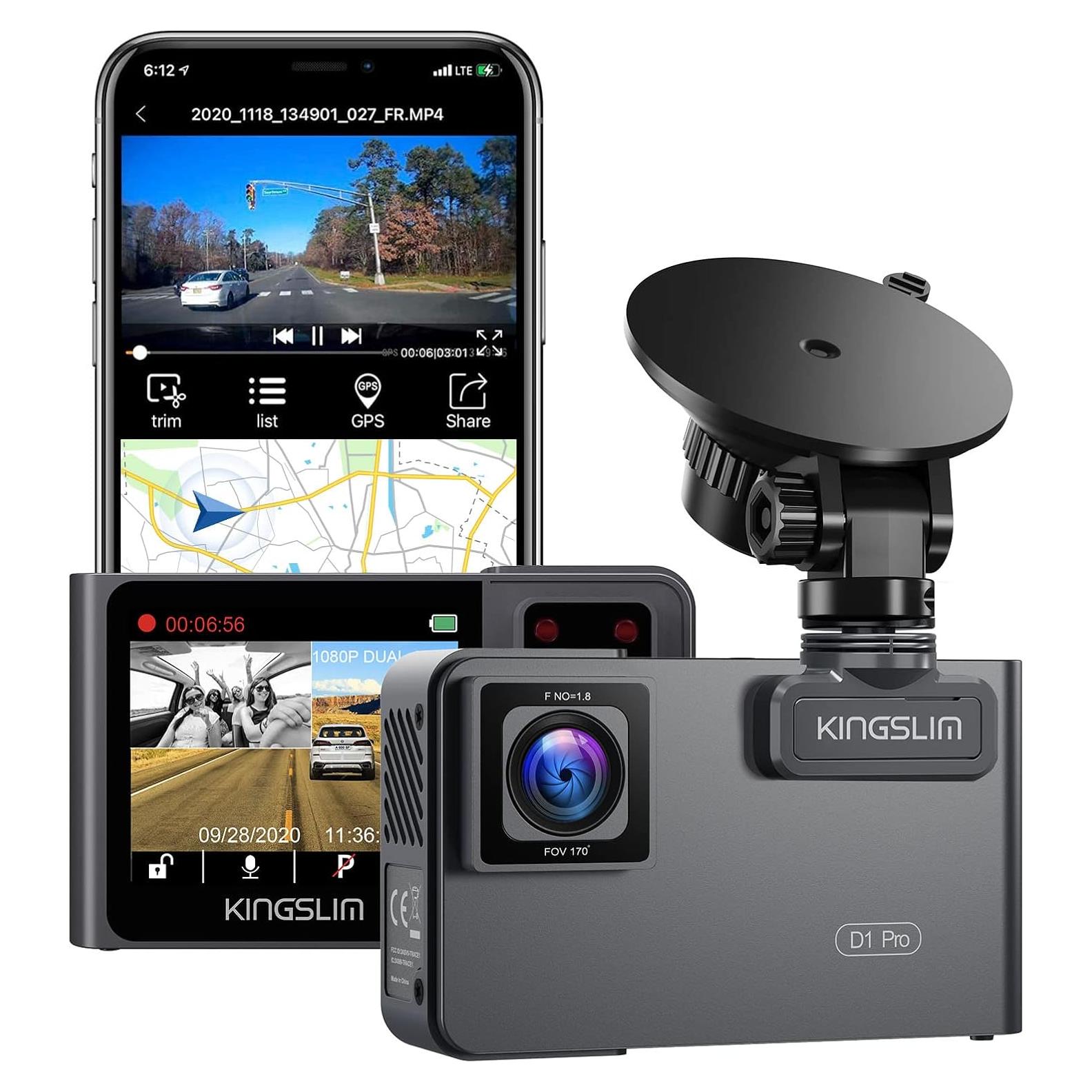 Cámara Dash Kingslim D1 Pro 2K Doble Frontal e Interior