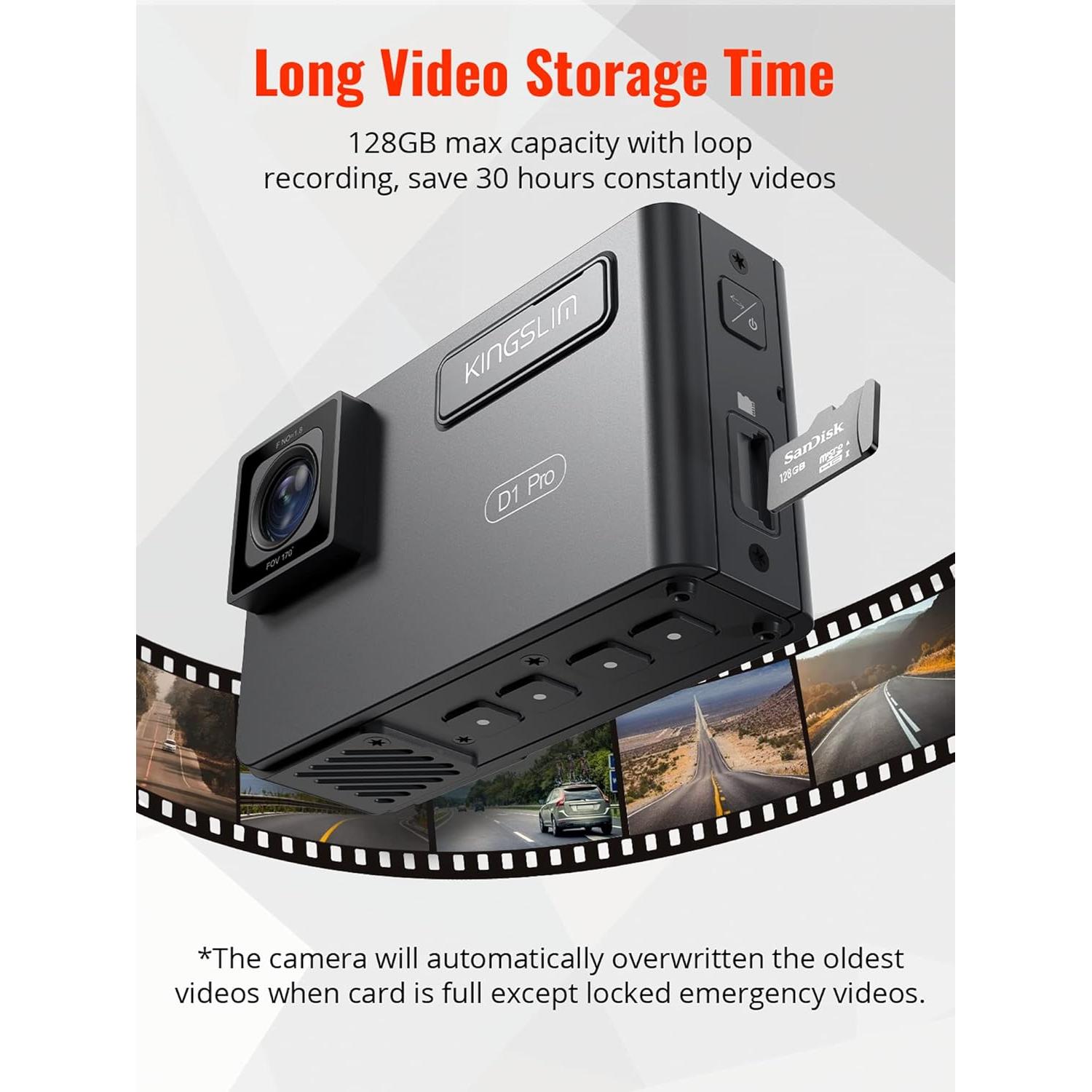 Cámara Dash Kingslim D1 Pro 2K Doble Frontal e Interior