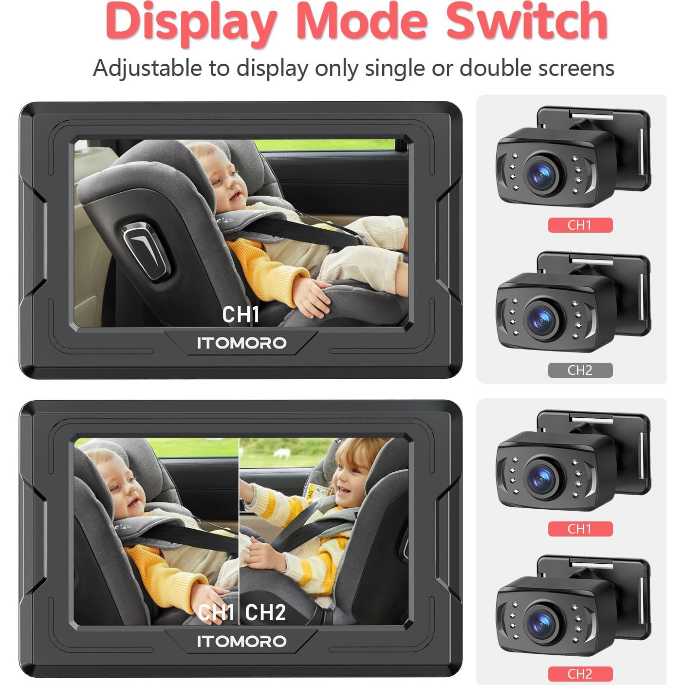 Cámara de Coche para Bebé Itomoro HD 1080P Doble Canal