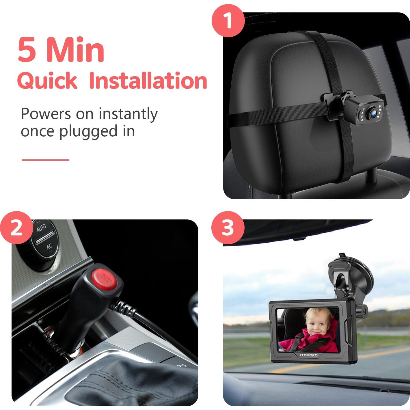 Cámara de Coche para Bebé Itomoro HD 1080P Doble Canal