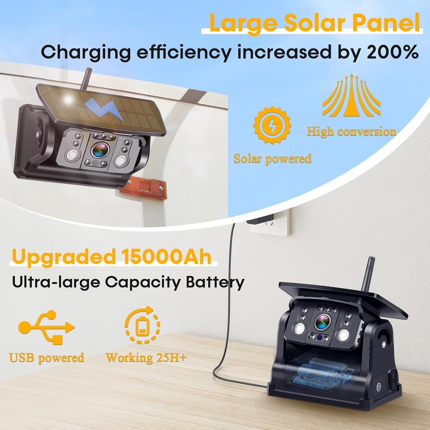 Cámara de Respaldo Inalámbrica Dual R73 Solar 7" HD 1080P