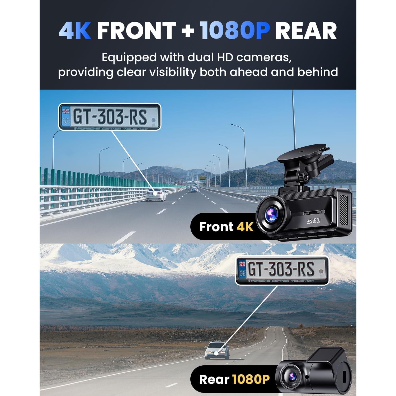 Cámara Dash 4K COOLCRAZY N8pro con GPS y WiFi 5G