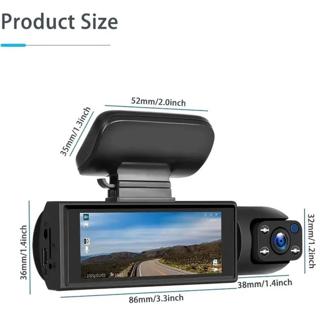 Enesy Car Dash Cam, Enesy Front & Rear Dash Cam, Enesy Car Dash Mount Camera, Enesy Dashcam, Enesy Dash Cams Front and Rear with Night Vision, 24h Parking Mode (Front/Inside)