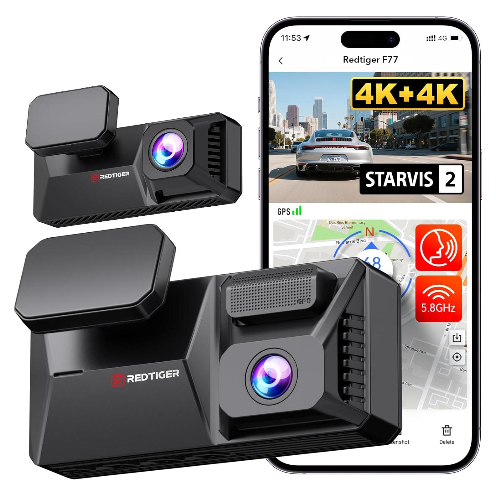 Cámara de Tablero REDTIGER F77 4K Delantera y Trasera 128GB