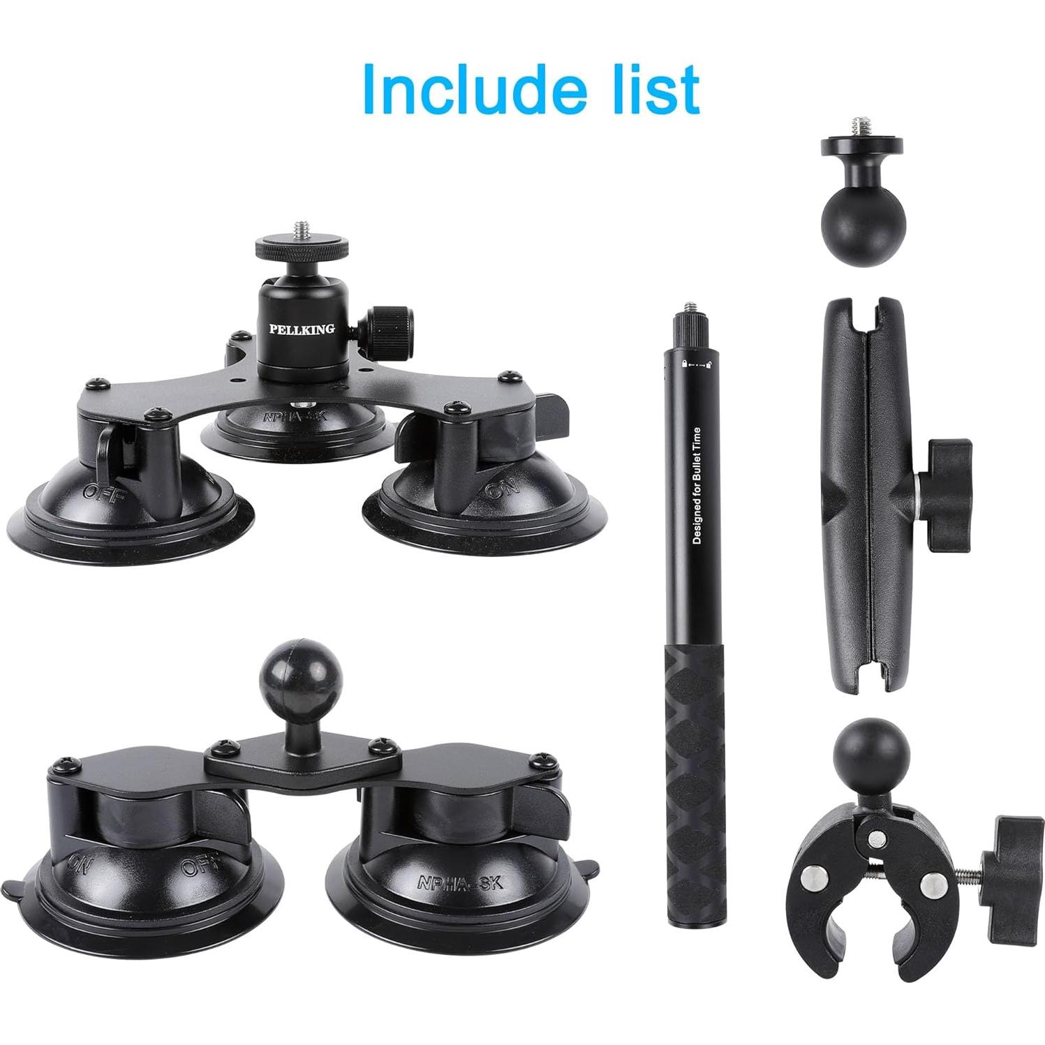 Soporte de Succión PellKing 5 en 1 para Cámaras de Acción