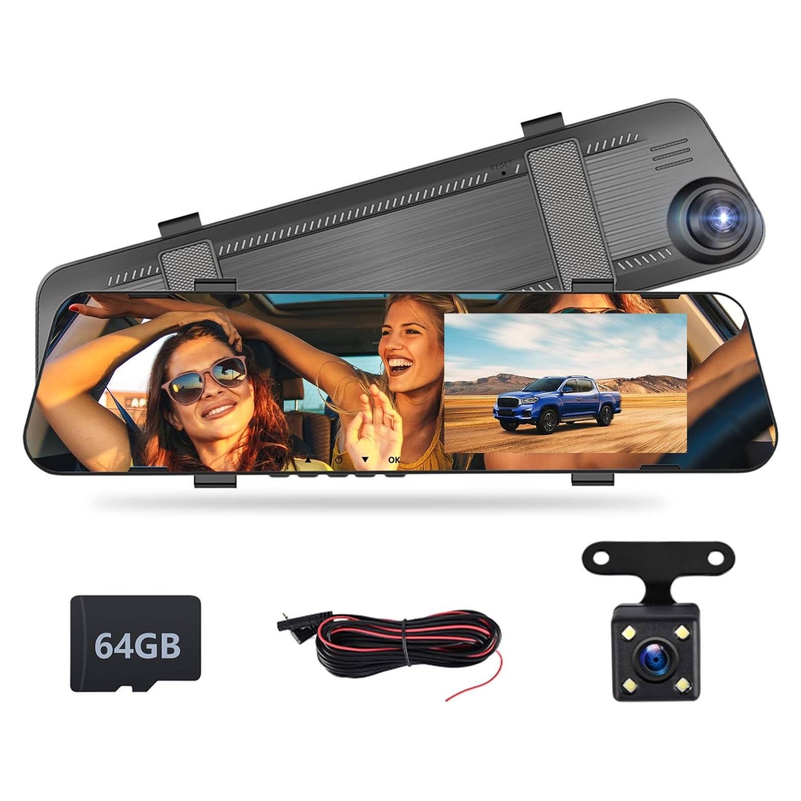 Cámara Dash Cam DVR Motorsi Espejo Retrovisor 1080P Doble