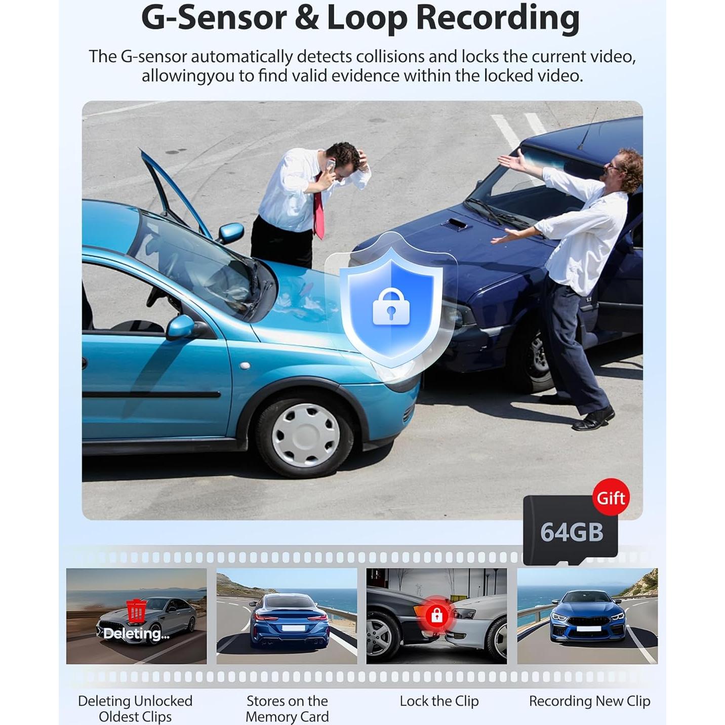 Cámara Dash Cam DVR Motorsi Espejo Retrovisor 1080P Doble