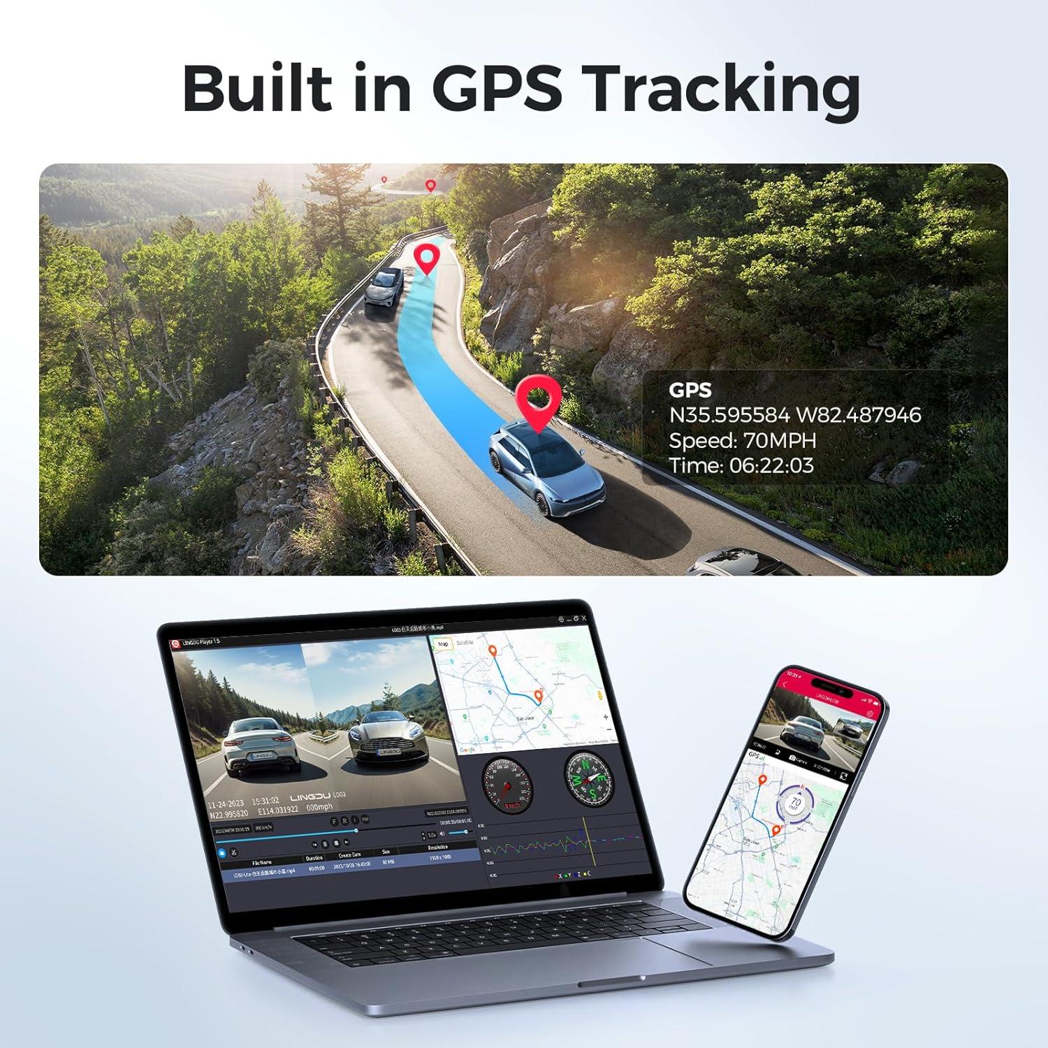 LD02 5K On Dash Cam 5G WiFi with Free 64GB Card, 4K+2K Front and Rear Dual Dashcam 170° WDR IR Night Vision, 24H Parking Mode G-Sensor 3" Build-in GPS, Max Up Support to 128GB, Easy to Install