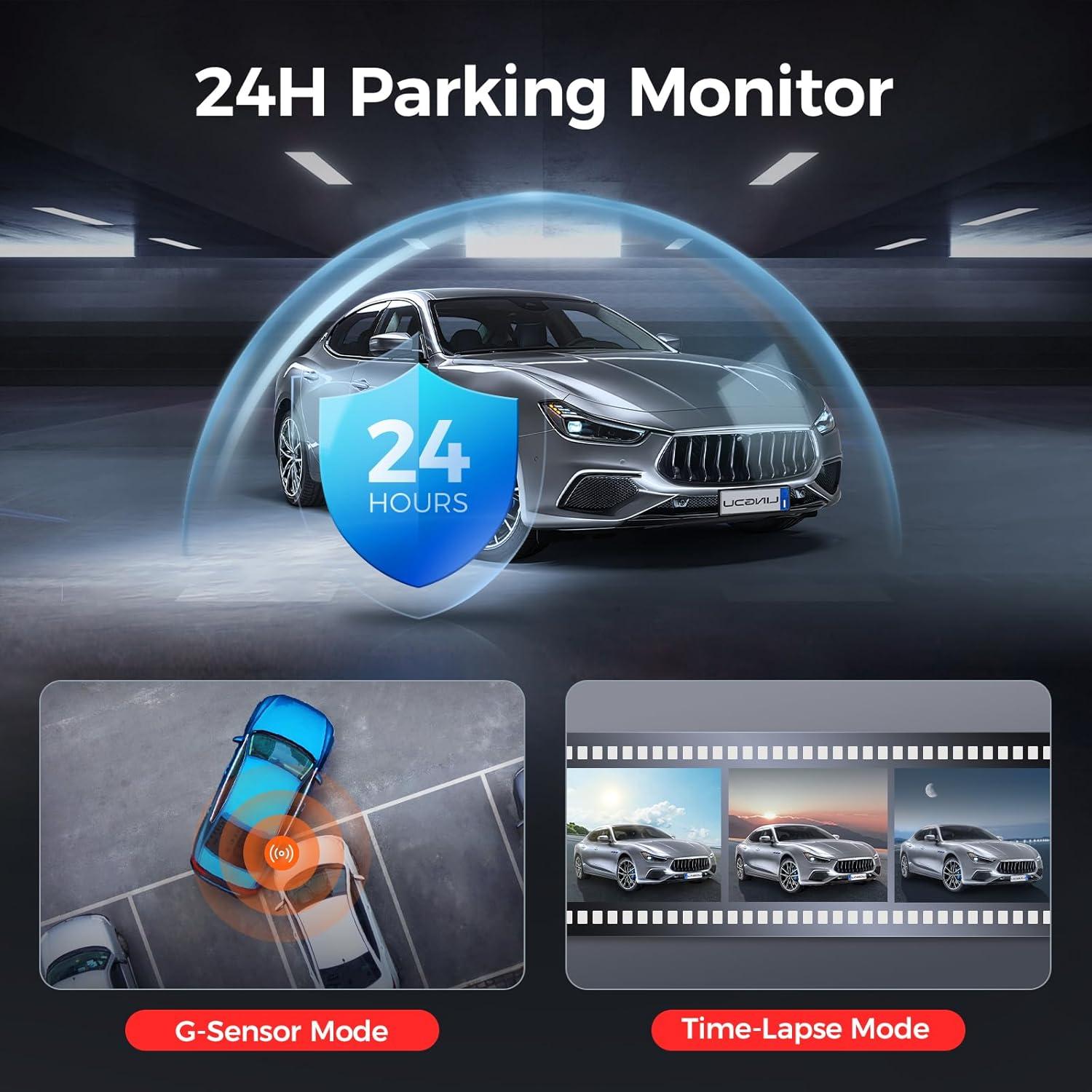 LD02 5K On Dash Cam 5G WiFi with Free 64GB Card, 4K+2K Front and Rear Dual Dashcam 170° WDR IR Night Vision, 24H Parking Mode G-Sensor 3" Build-in GPS, Max Up Support to 128GB, Easy to Install