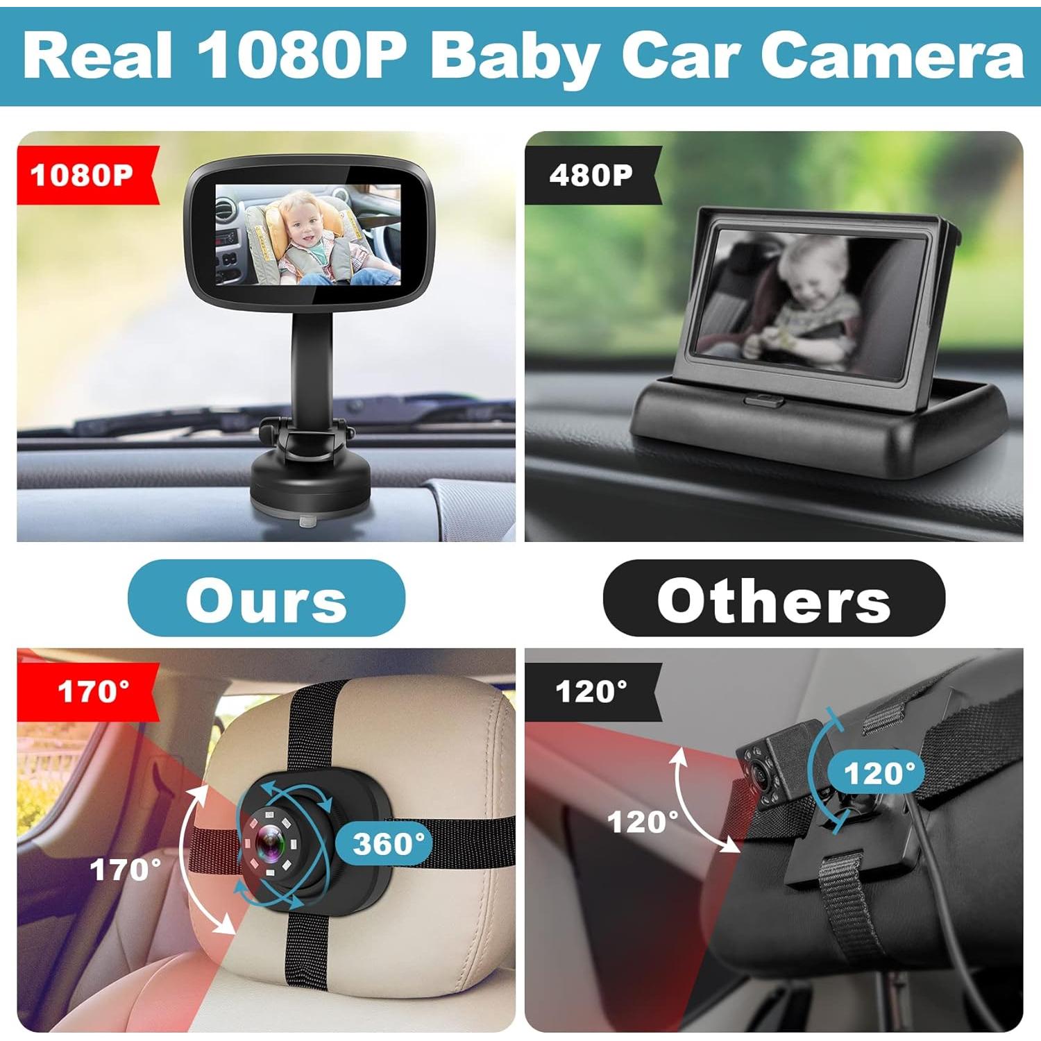 Espejo de Coche para Bebé Shybaby 1080P con Visión Nocturna