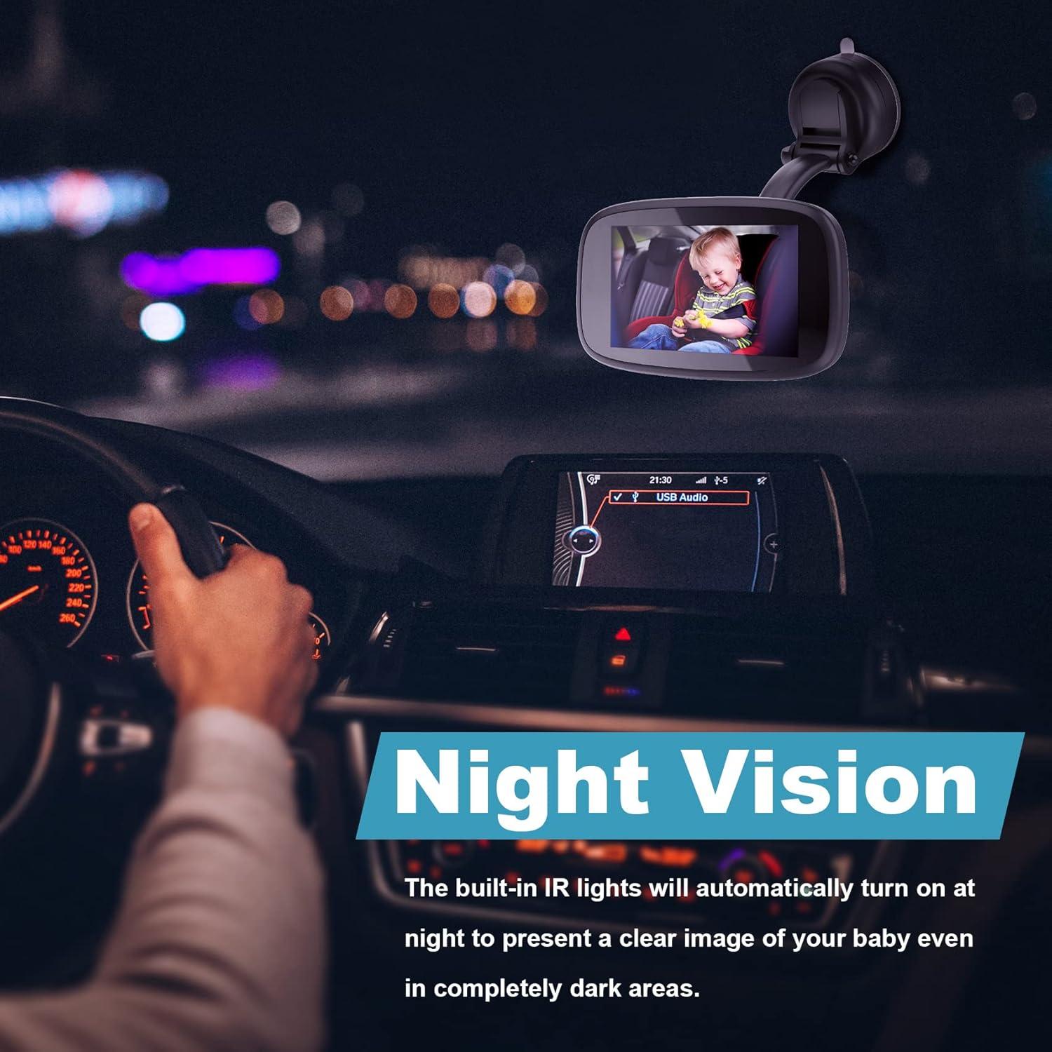 Espejo de Coche para Bebé Shybaby 1080P con Visión Nocturna