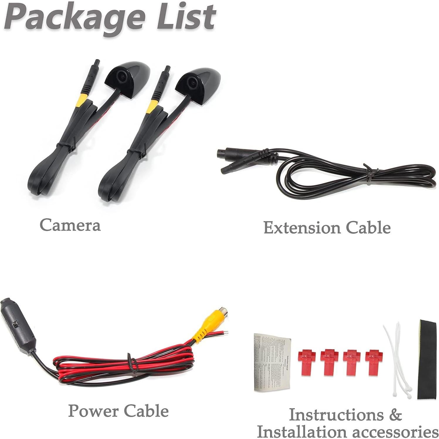 Cámara Lateral EWAY para Auto - Paquete de 2, IP68, 120°