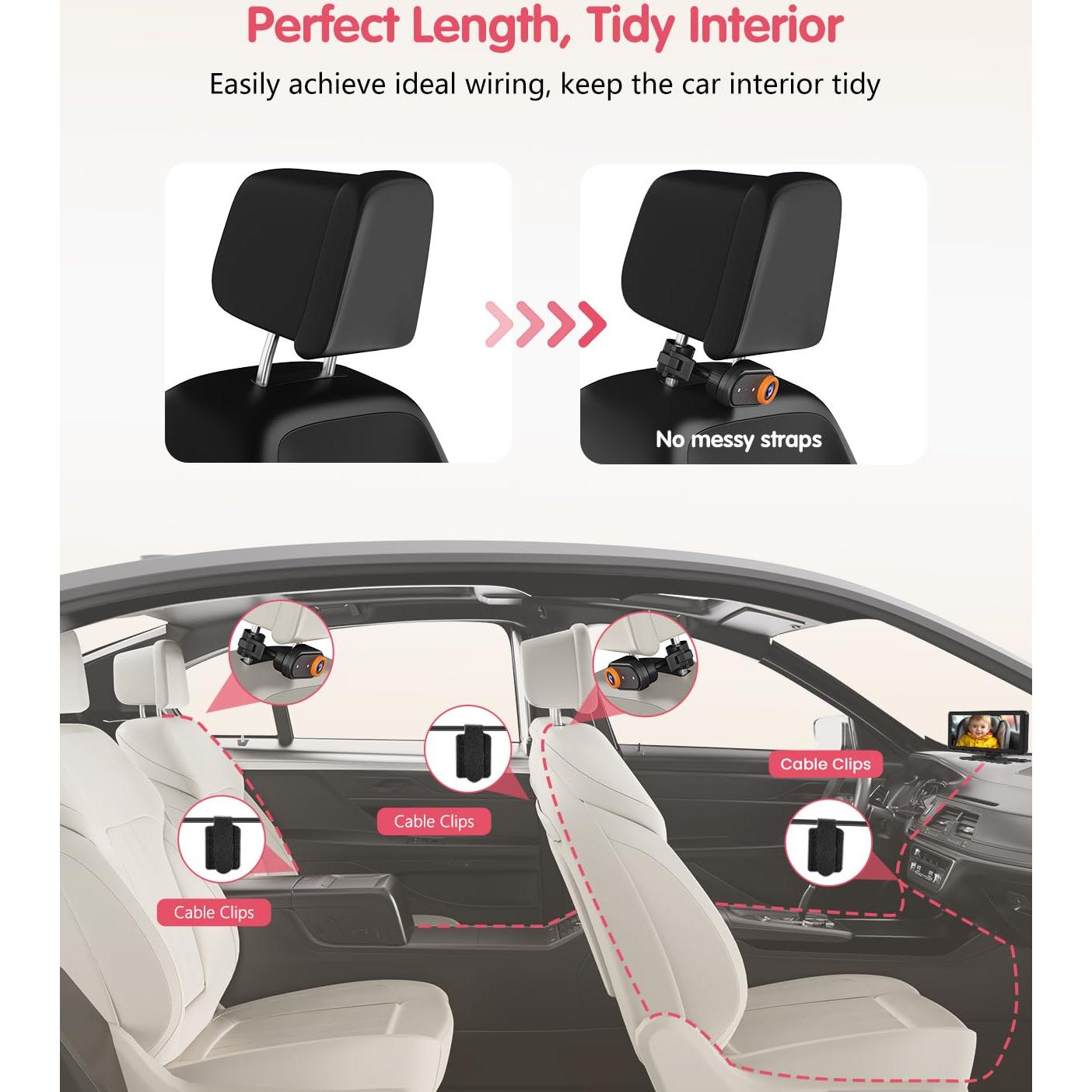 Cámara de Auto para Bebés Luckview Doble 1080P 7.2" IR