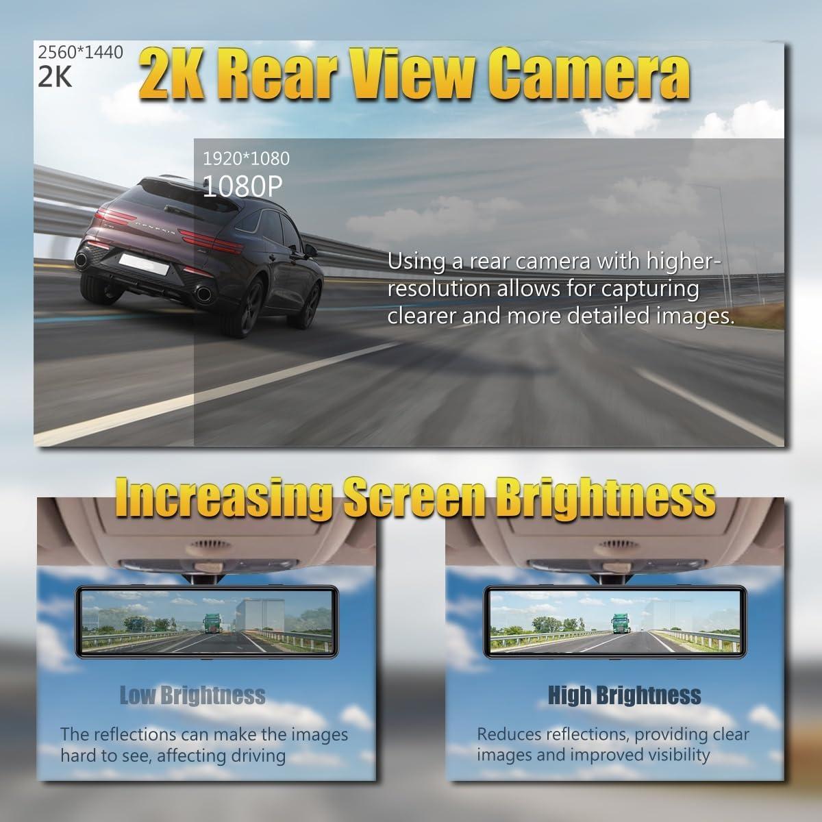 Cámara de Salpicadero NikoMaku AS-J3 2K con Espejo y Pantalla Táctil