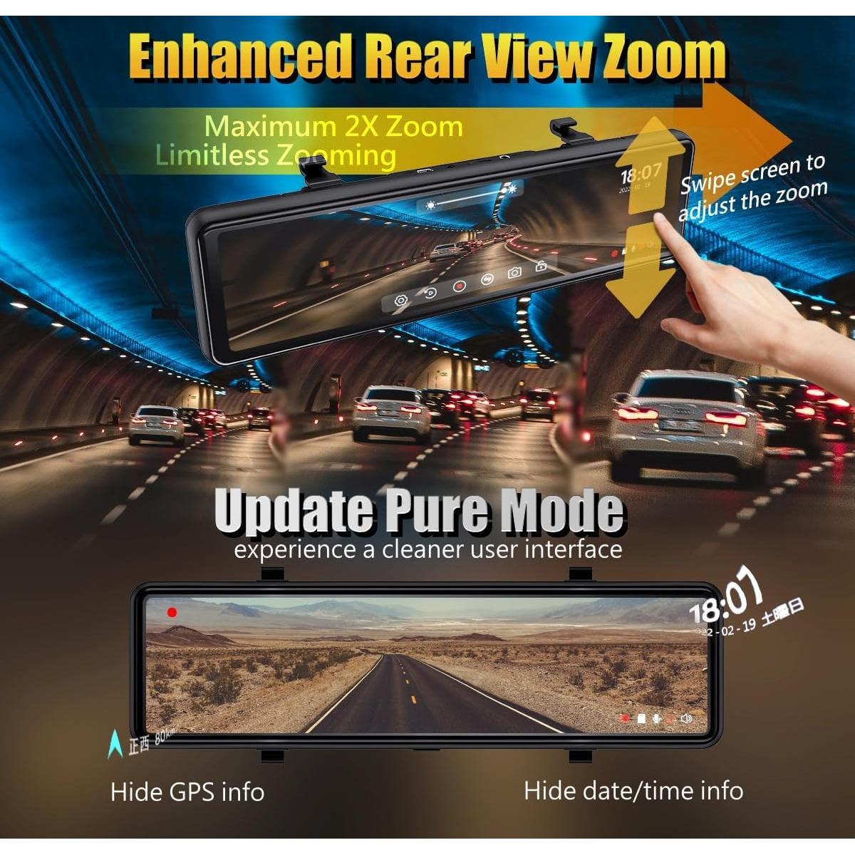 Cámara de Salpicadero NikoMaku AS-J3 2K con Espejo y Pantalla Táctil